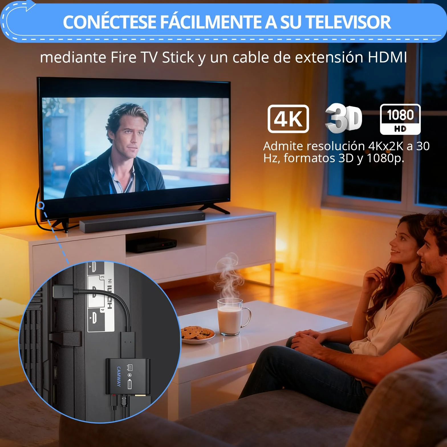 CAMWAY HDMI Audio Extractor 4K, Adaptador HDMI a óptico SPDIF Toslink, Compatible con Dolby/DTS 5.1