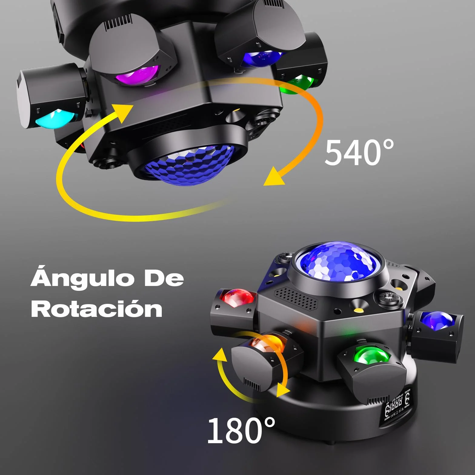 150W Cabeza Móvil LED con Bola Luces Discoteca RGBW Beam Moving Head 6 brazos luminosos con control remoto para Fiesta DJ Bar Cumpleaños Familia