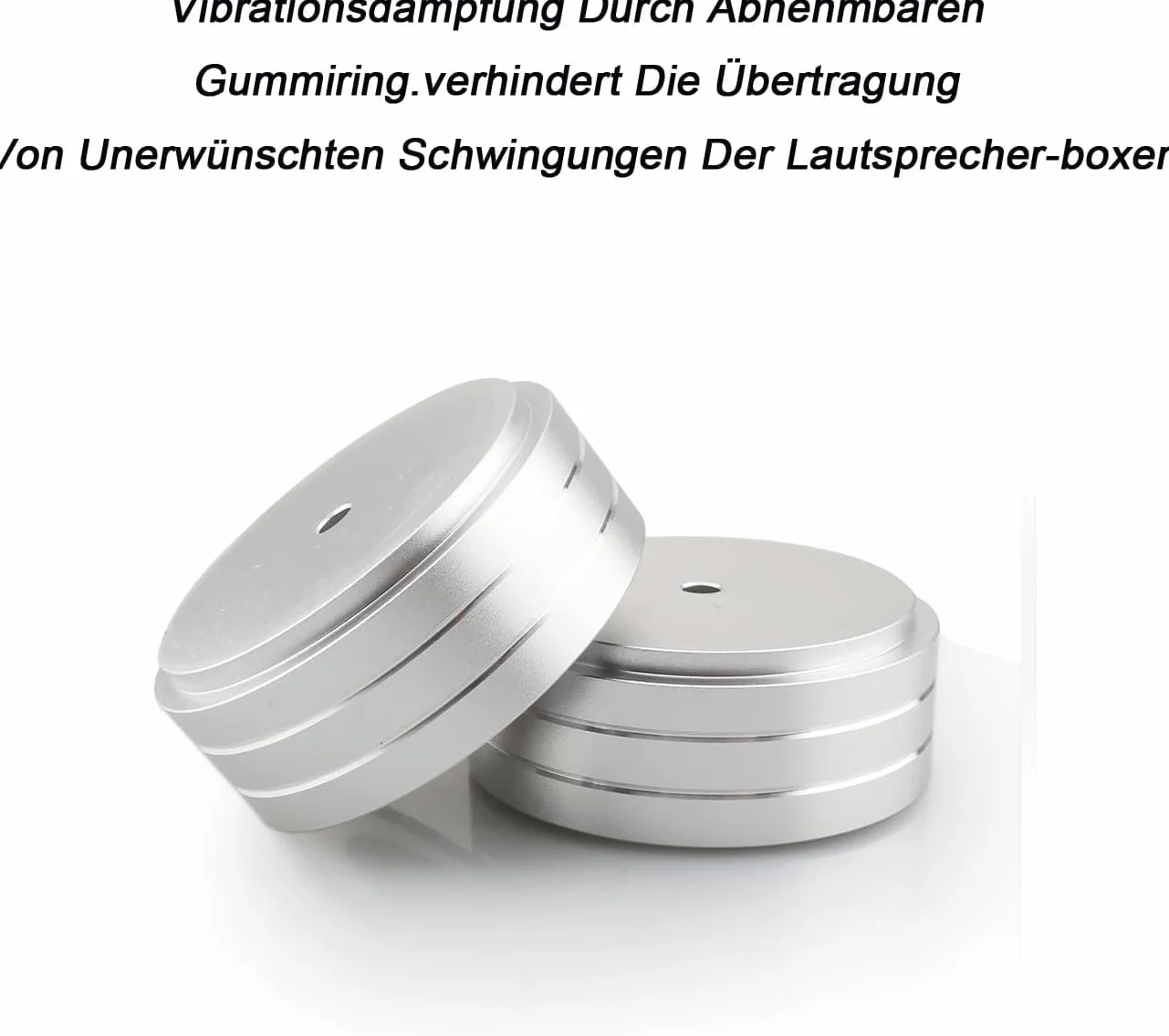 4 pies absorbentes de alta fidelidad, subwoofer de aluminio, 58 x 22 mm, para atornillar (plata)