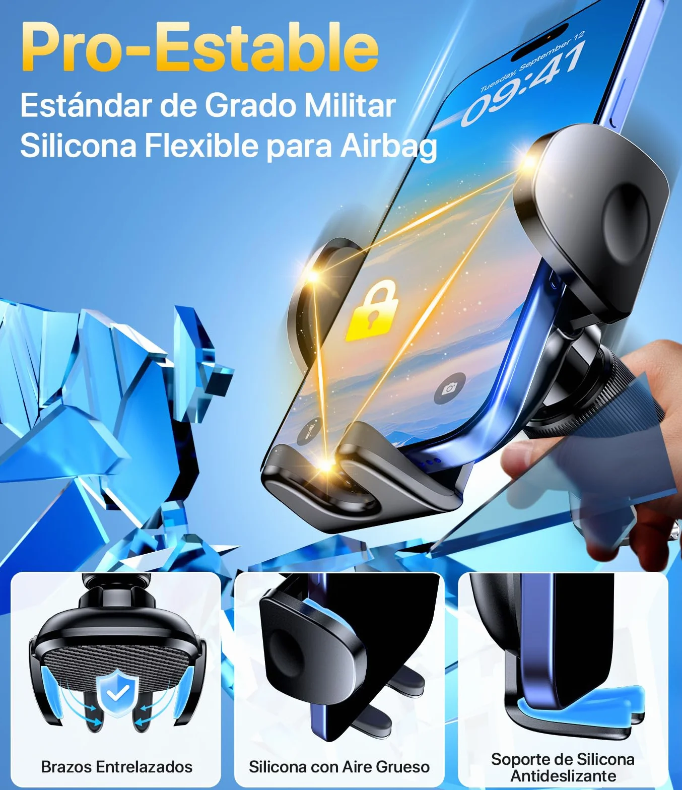 Miracase Soporte Móvil Coche Rotación 360° Compatible Phones 4.0-7.0 Pulgadas