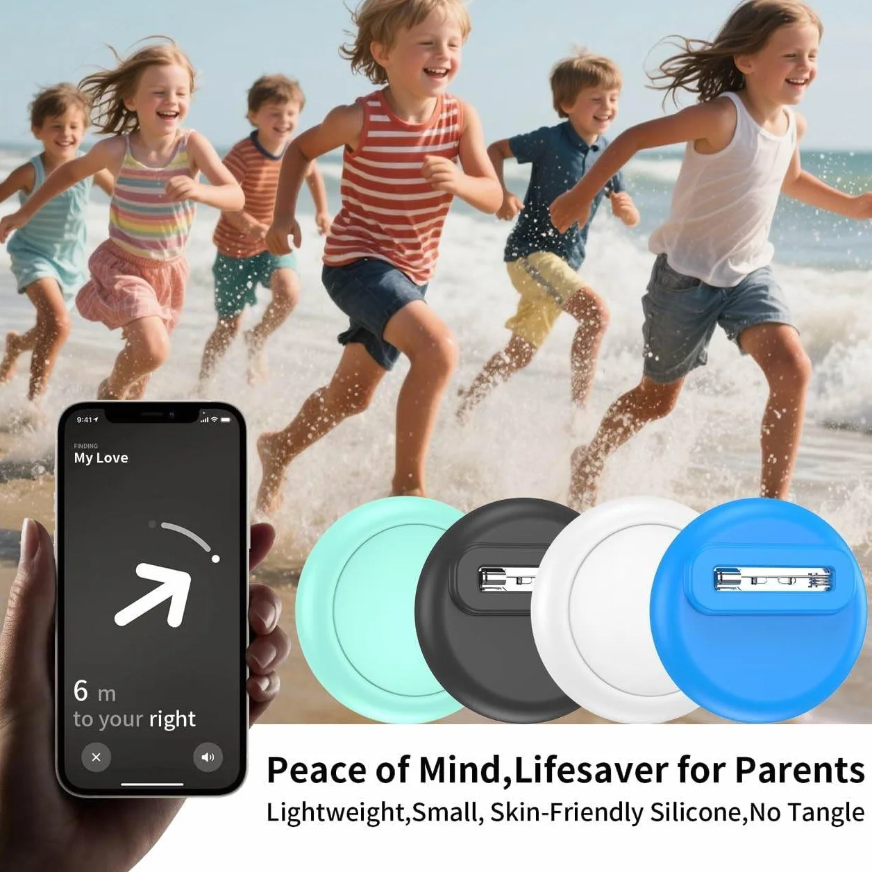 SPGUARD Pack de 4 Fundas Ocultas Impermeables para Apple AirTag 1/2, Protectora de Silicona con Imperdibles de Seguridad