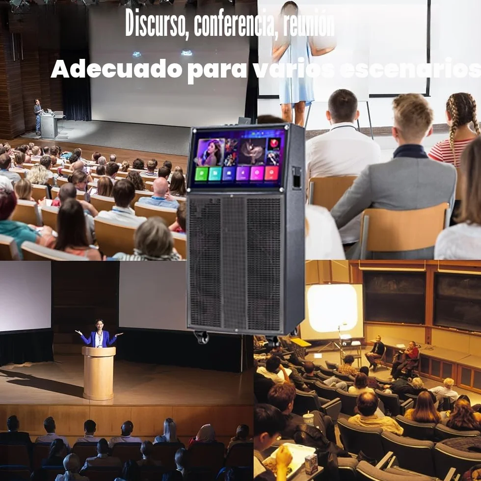 14" Máquina de Karaoke con Pantalla táctil | Sistema de PA portátil con 2 micrófonos inalámbricos | Altavoz WiFi Bluetooth para Fiesta al Aire Libre en casa |Sistema Android 40-400W