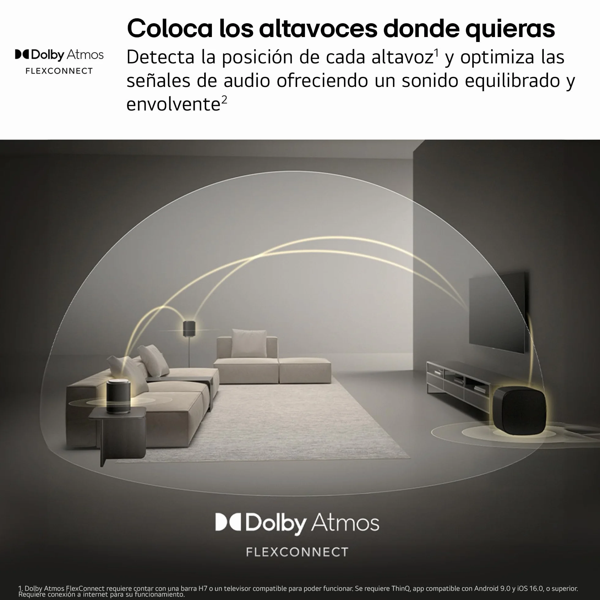 LG Sound Suite - Subwoofer Inalámbrico W7, Graves Profundos con Woofer Peerless 8", Dolby Atmos FlexConnect, Diseño Flexible Vertical/Horizontal, Control App ThinQ, Negro