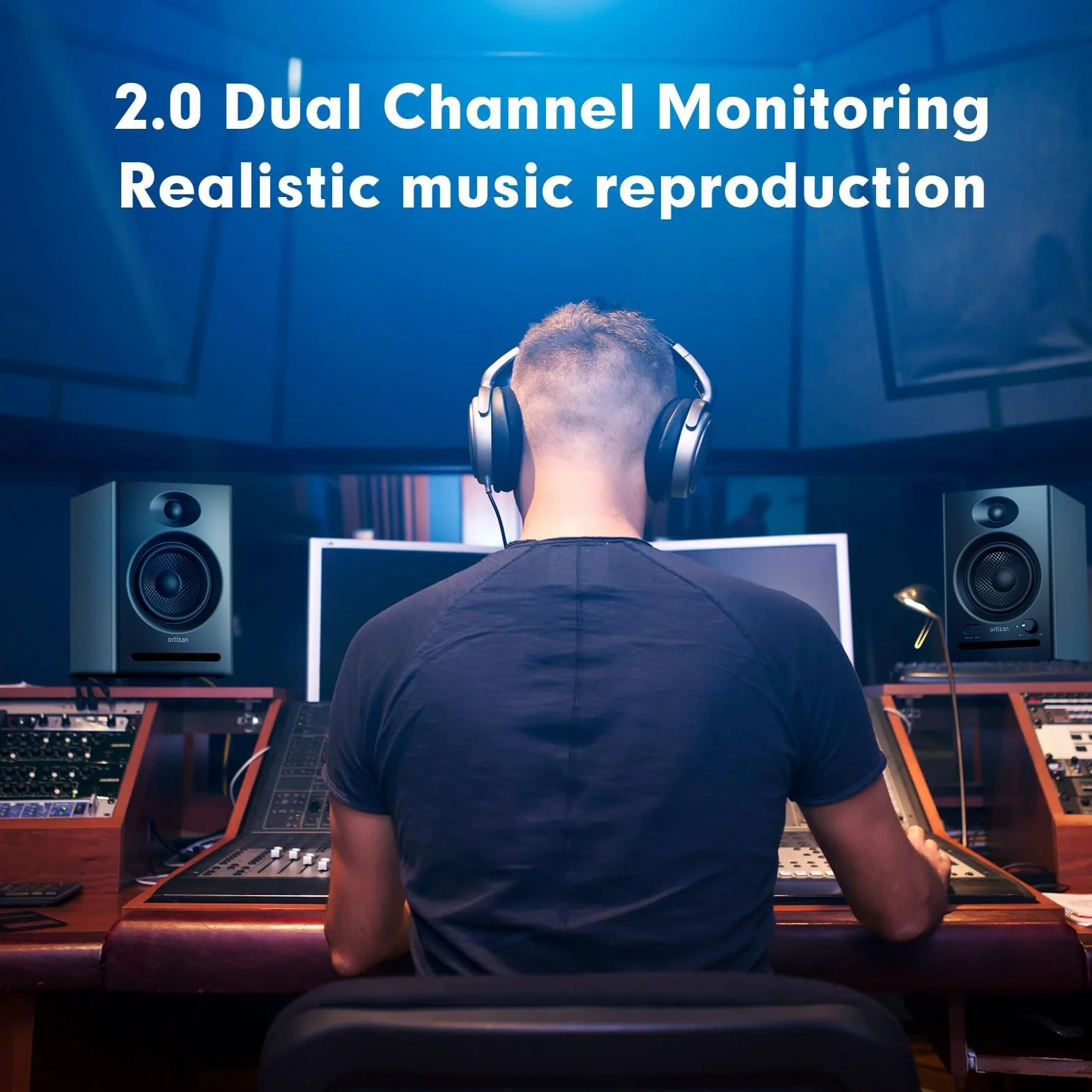 Ortizan C7 Studio Monitors Altavoces con Bluetooth para computadora, Color Negro