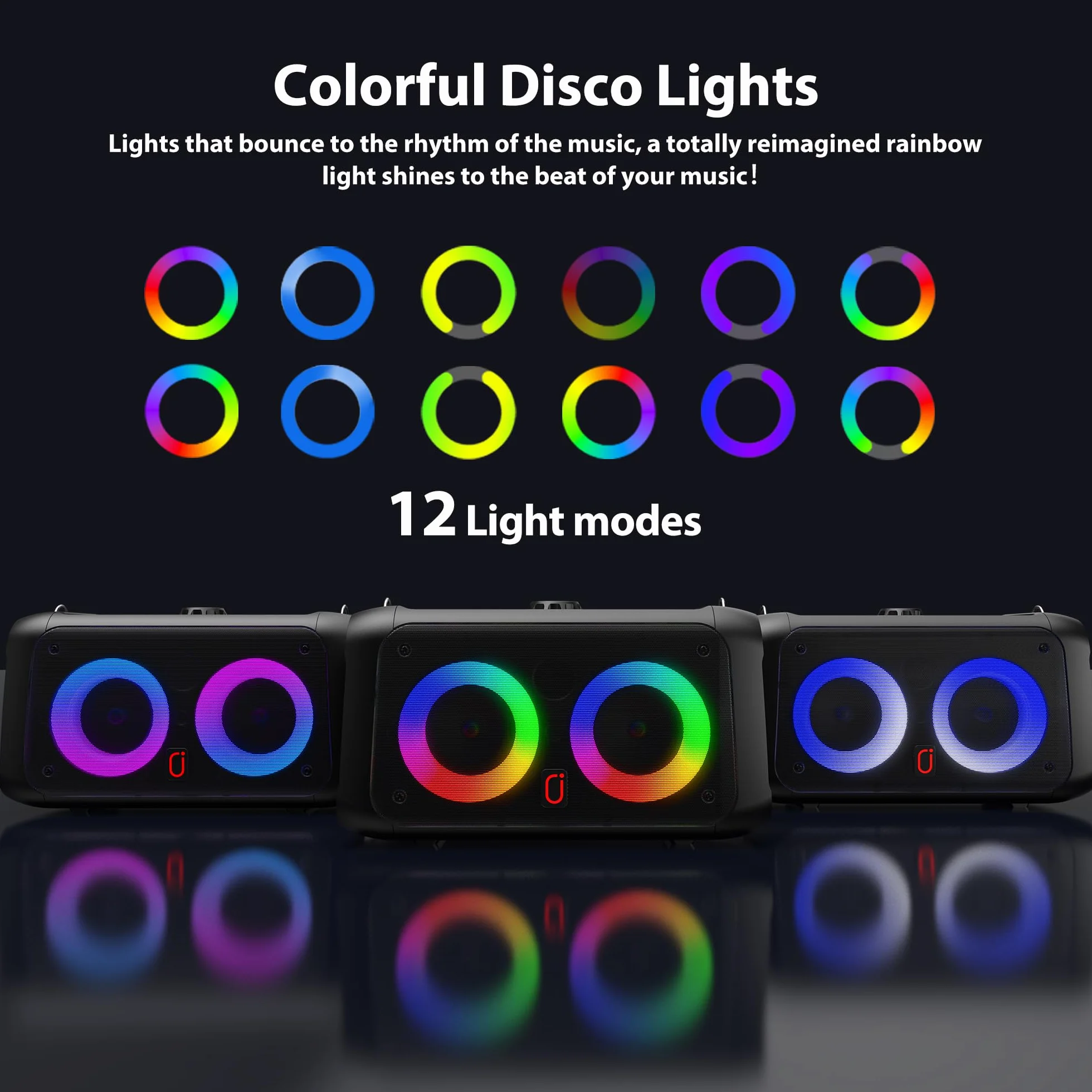 JYX Máquina de Karaoke, Karaoke 2 microfonos inalambricos, Sistema PA para Adultos con Luces LED, soporta TWS/AUX/USB/TF, Ideal para Fiestas y animaciones (T22-T)