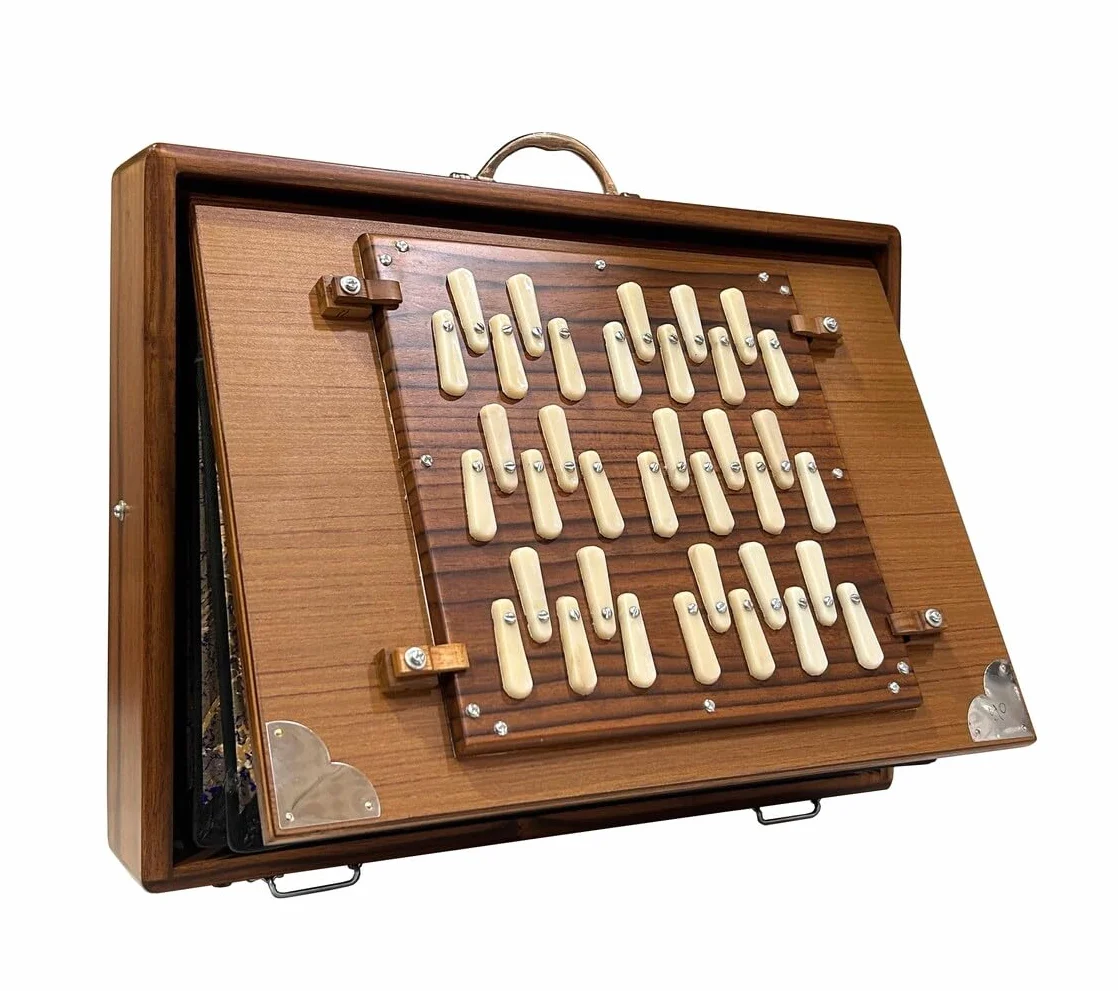 Shruti Box large 36 Keys, 3 Octave 440Hz & 432Hz Sur Pete Teak & Ply FOOT PEDAL