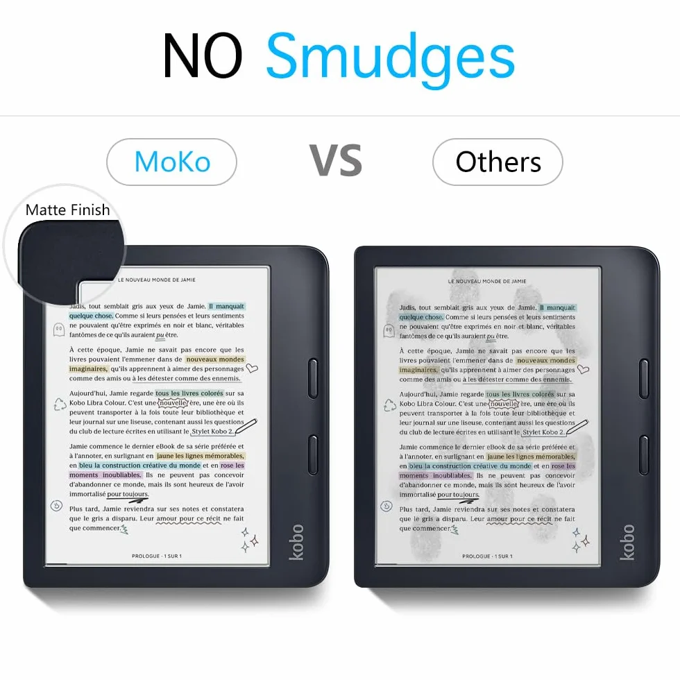 MoKo 2 Protectores de Pantalla Antirreflejos para Kobo Libra Colour 7" 2024/2025, Película Protectora Mate PET Cobertura Completa