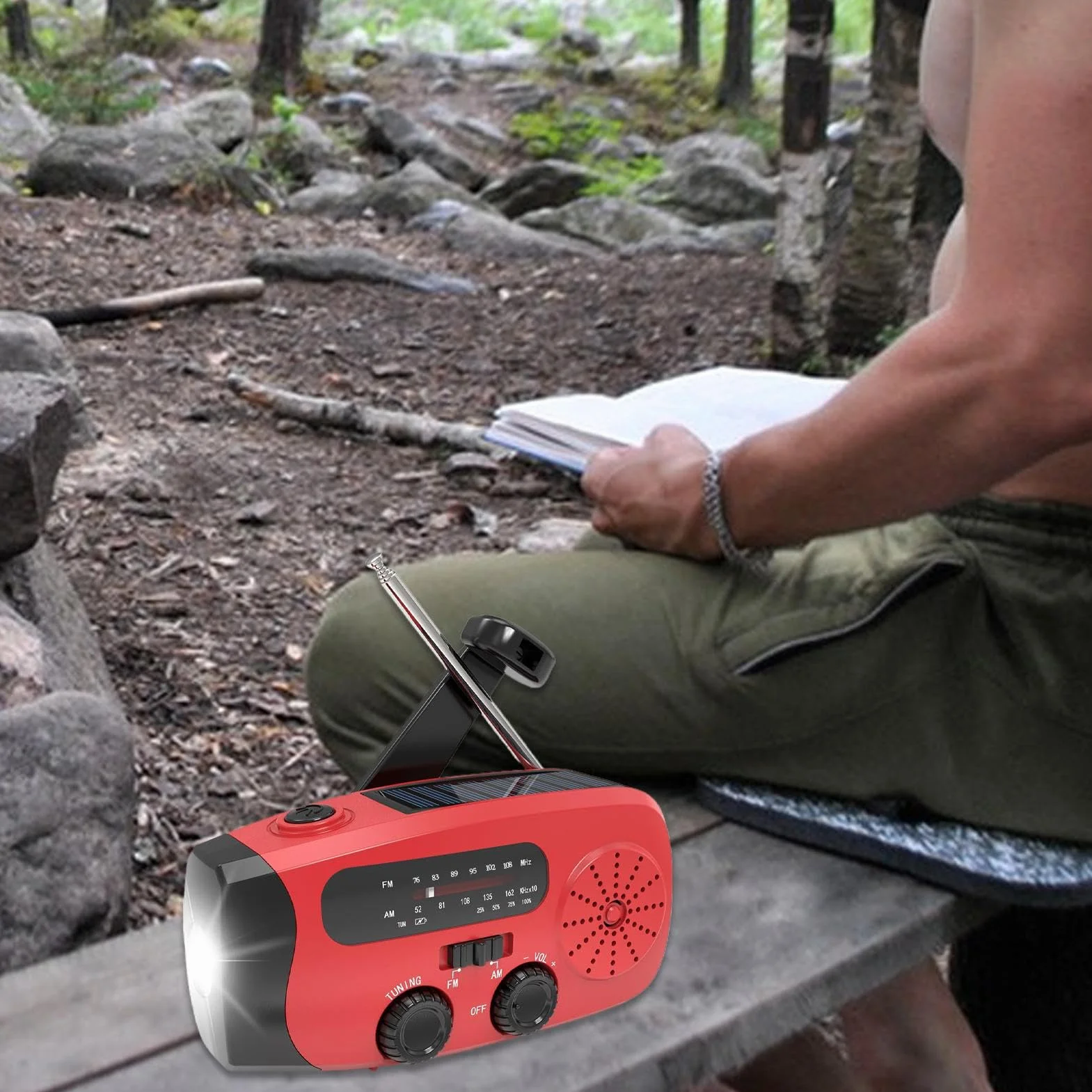 Radio Transistor - Radio con Cargador de Manivela Manual | Receptor Multibanda con Panel Solar USB para Senderismo Camping Emergencias Tormentas y Supervivencia en Exteriores