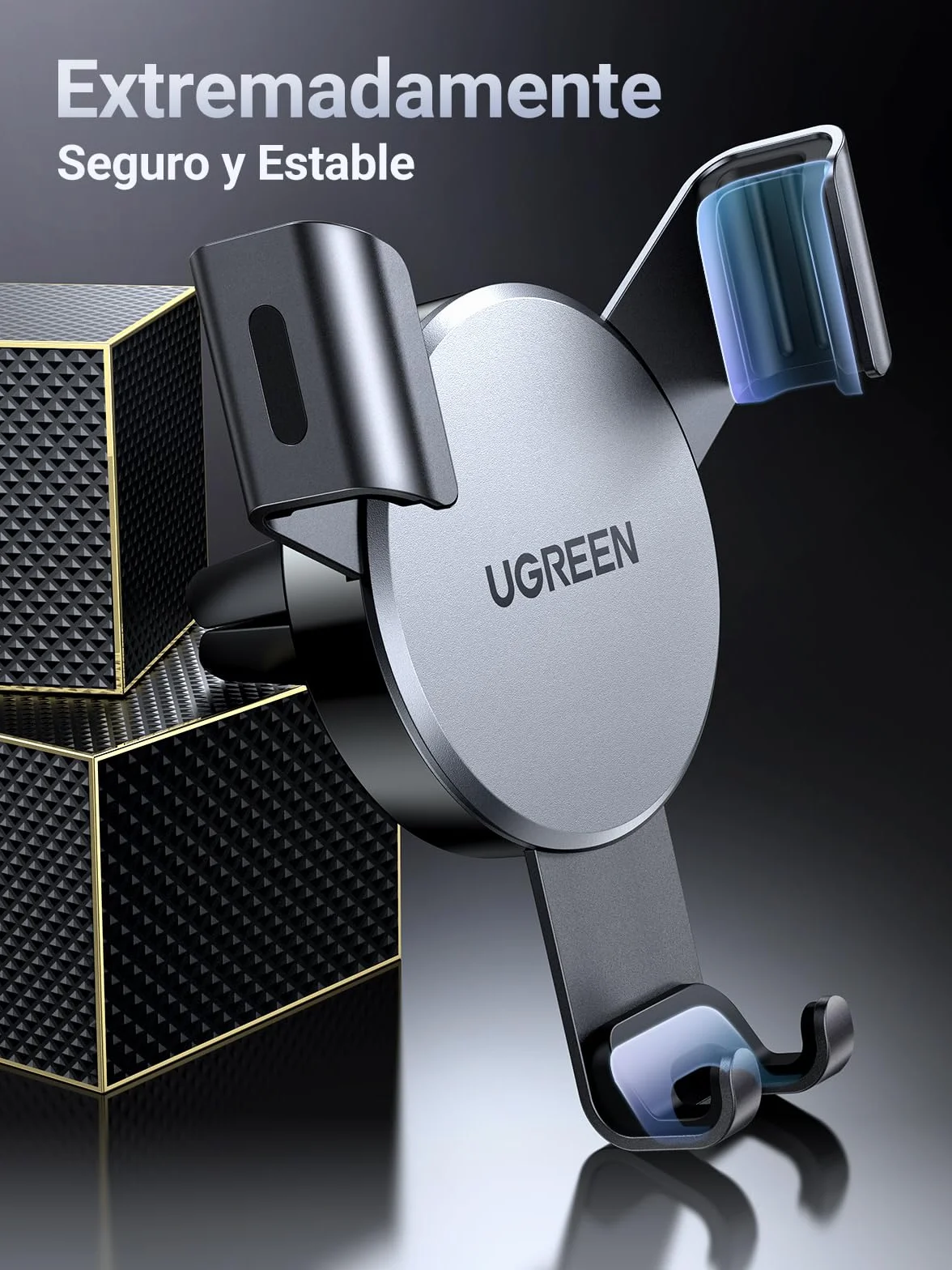 UGREEN Soporte Móvil Coche por Gravedad, Soporte para Ventilación, Car Phone Holder Universal, iPhone 17/17 Air/17 Pro/17 Pro Max/16/15, Galaxy S25/S25 Ultra/S25+, Gris
