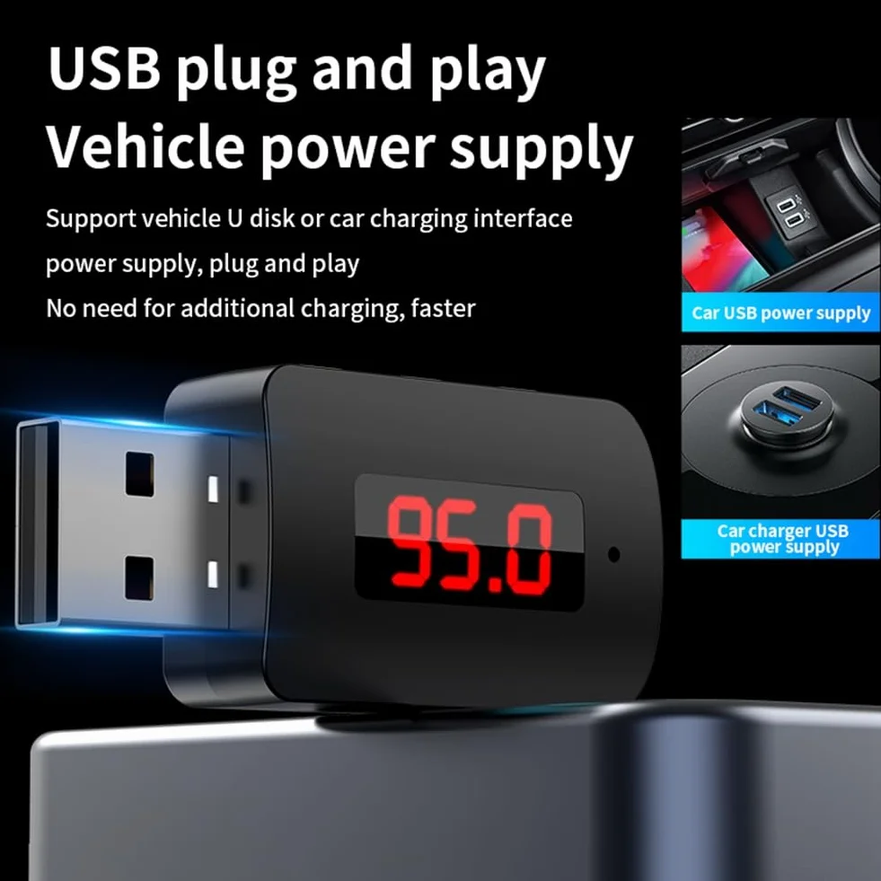 coche Bluetooth 5.4 adaptador FM USB transmisor receptor manos libres pantalla LED auto audio