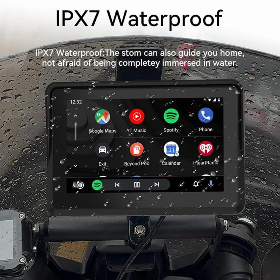 GPS para moto con pantalla táctil CarPlay inalámbrico Android Auto 5" impermeable Bluetooth dual