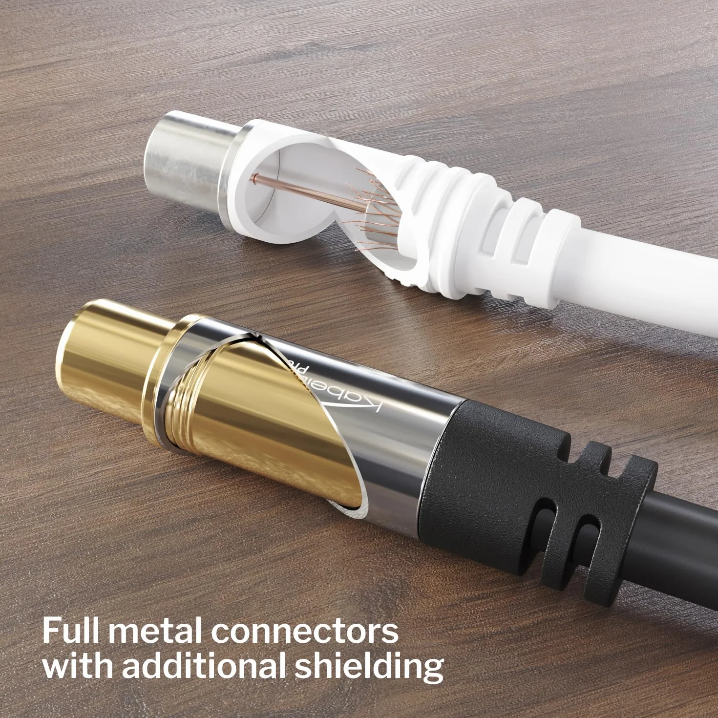 KabelDirekt – Cable de antena 4K & cable TV con ángulo de 90°/recto – 1,5m – con conector metálico para televisión digital y analógica – trenzado (toma angular a conector recto para DVB-C, DVB-S)