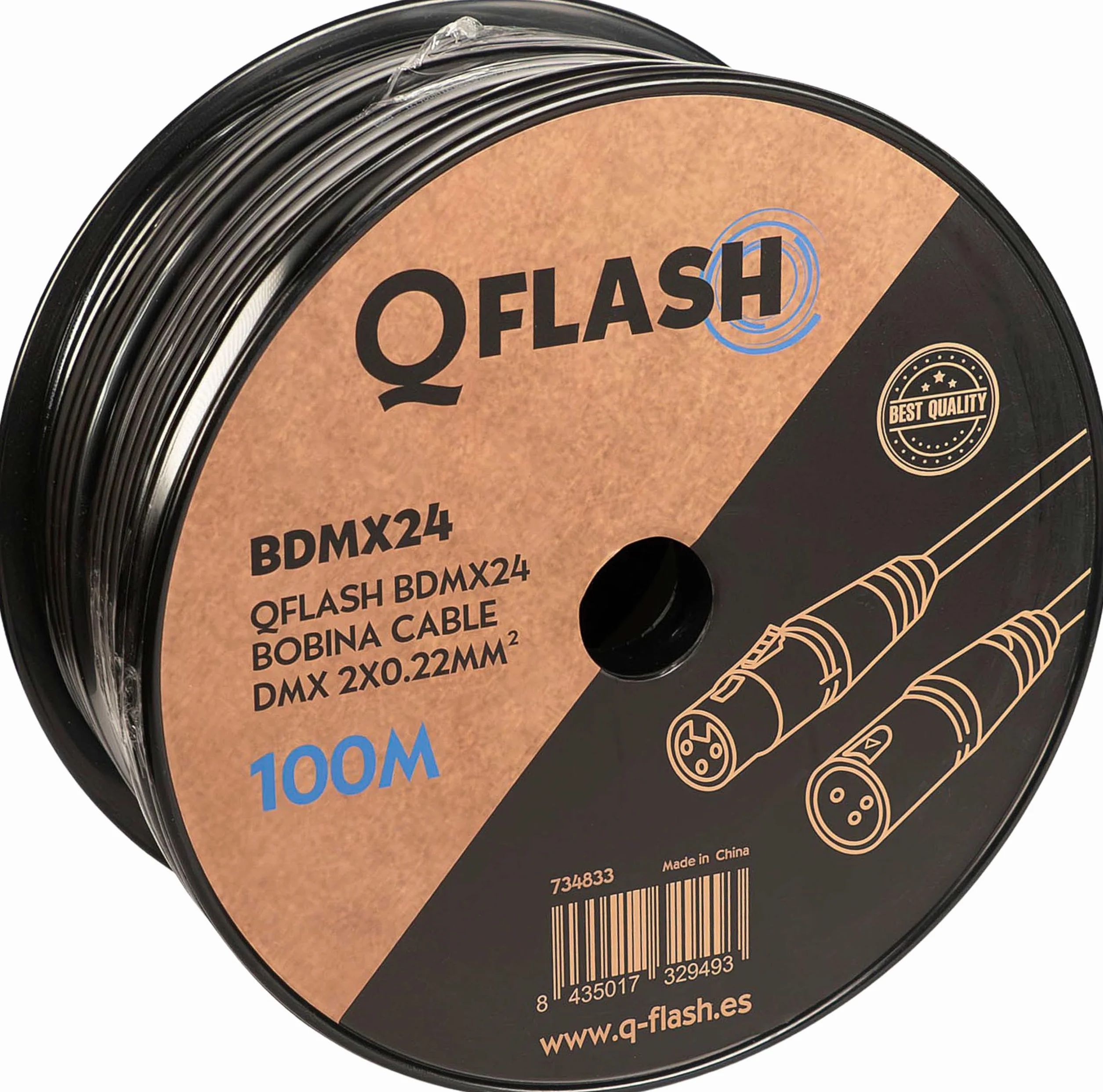 BDMX24 BOBINA CABLE DMX 2X0.22MM 100M