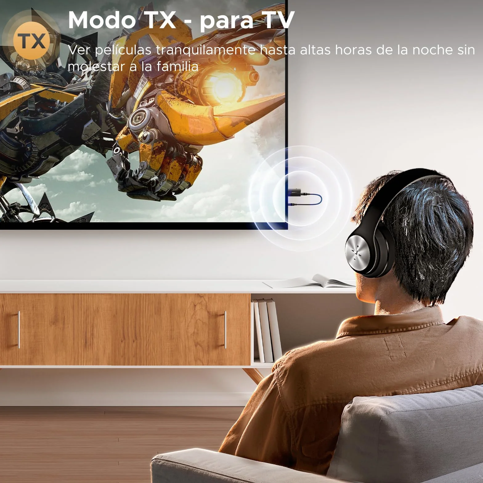 UGREEN Adaptador Jack 3,5 mm Bluetooth 5.4 para TV 2 en 1 Transmisor Receptor Bluetooth con Cable Audio 3,5 mm para TV PC Amplificador Coche Teléfono Altavoces Auriculares Bluetooth