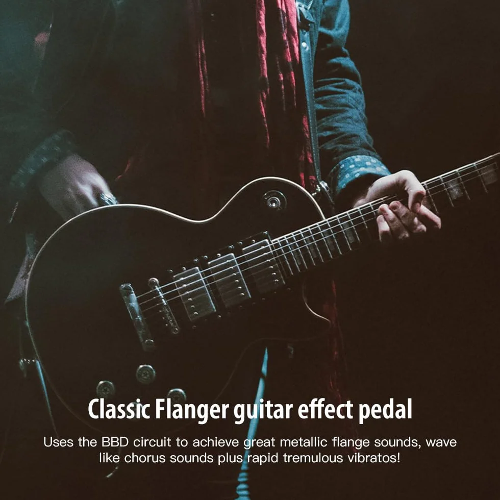 JOYO Pedal de efecto Flanger logra sonidos de Flanger metálicos y vibrato trémulo rápido para efecto de guitarra eléctrica - True Bypass (JF-07)