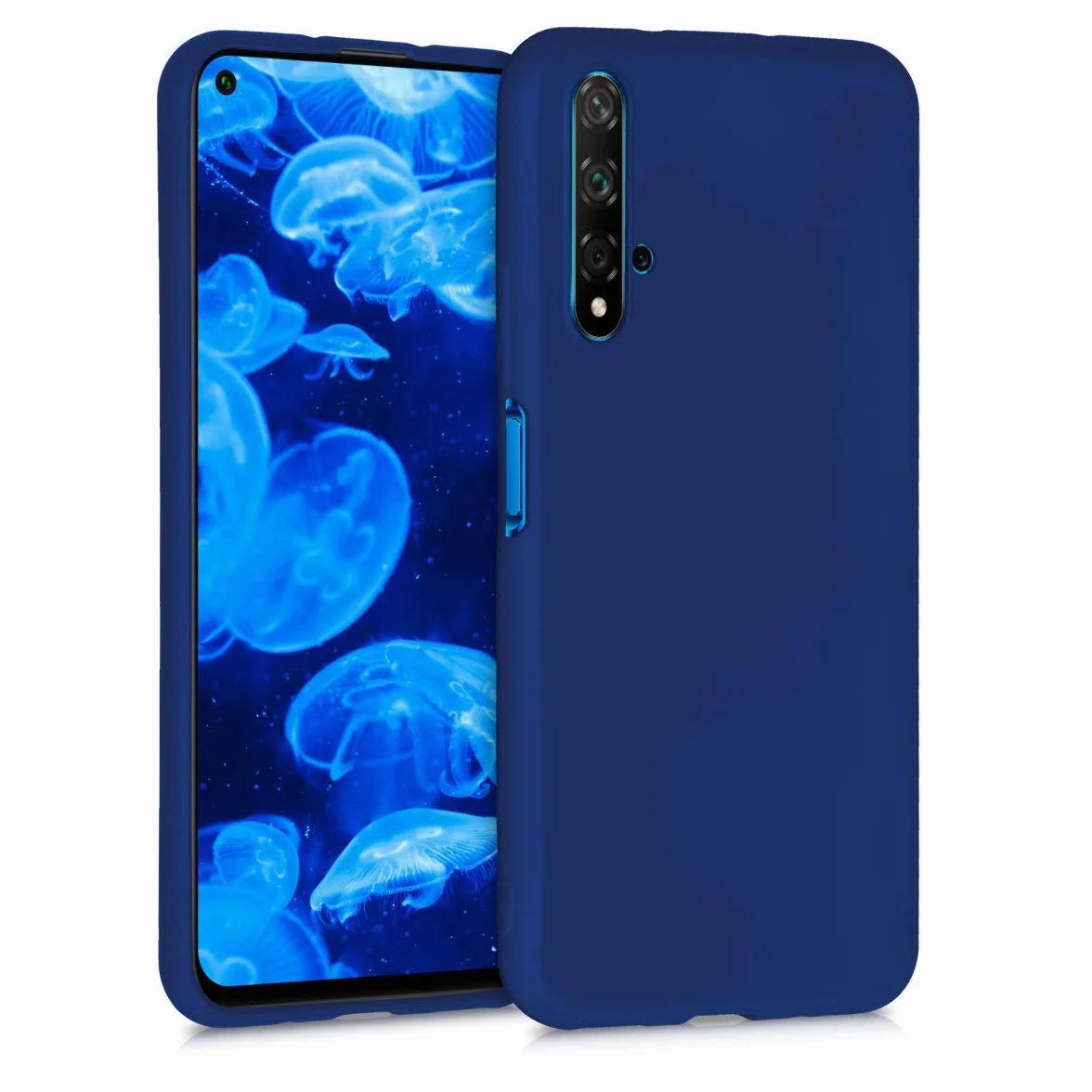 kwmobile Funda para Huawei Nova 5T Carcasa TPU y Silicona Ultrafino Antigolpes Azul Metalizado
