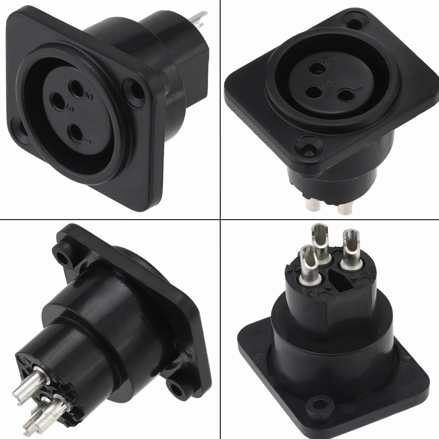 Greluma 8 Piezas Montaje panel enchufe/enchufe XLR, 3 pines conector XLR macho/hembra para micrófono, contactos cobre niquelado