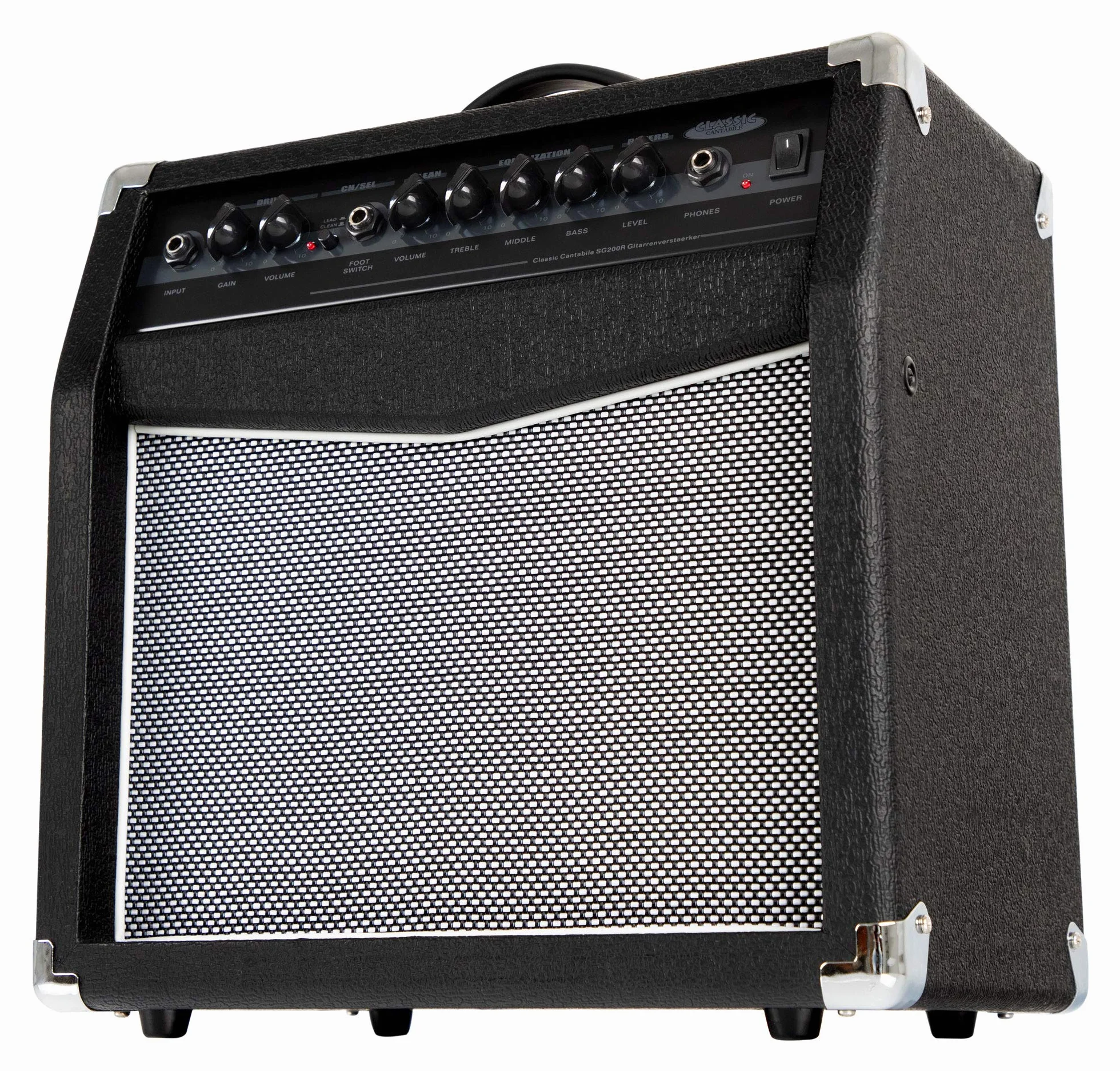 Combo de Guitarra Classic Cantabile SG200R - Amplificador de 20 vatios (RMS) - Altavoz de 8" - 2 Canales (Clean y Overdrive) - Reverberación de muelles Ajustable