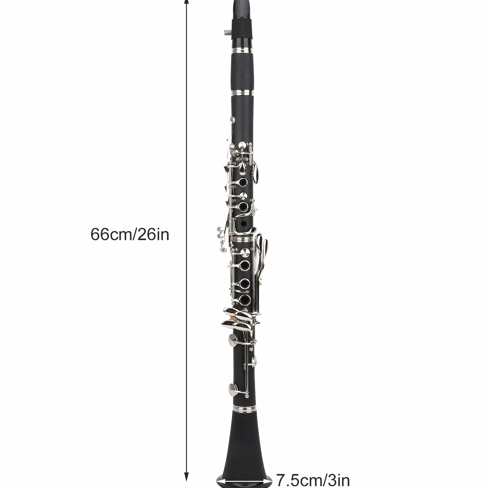 Clarinete para principiantes, madera de larga duración con paño de limpieza Clarinete para llave en Sib, para principiantes Niños(black)
