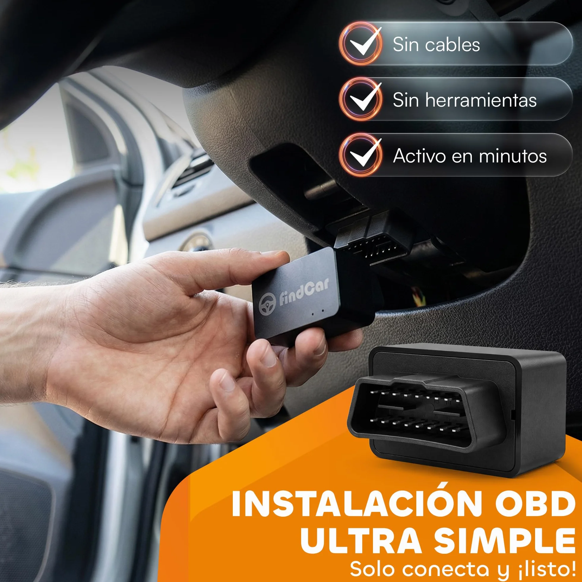 Rastreador GPS 4G OBD con SIM Integrada y Alerta Antirrobo para Coche Moto Camión
