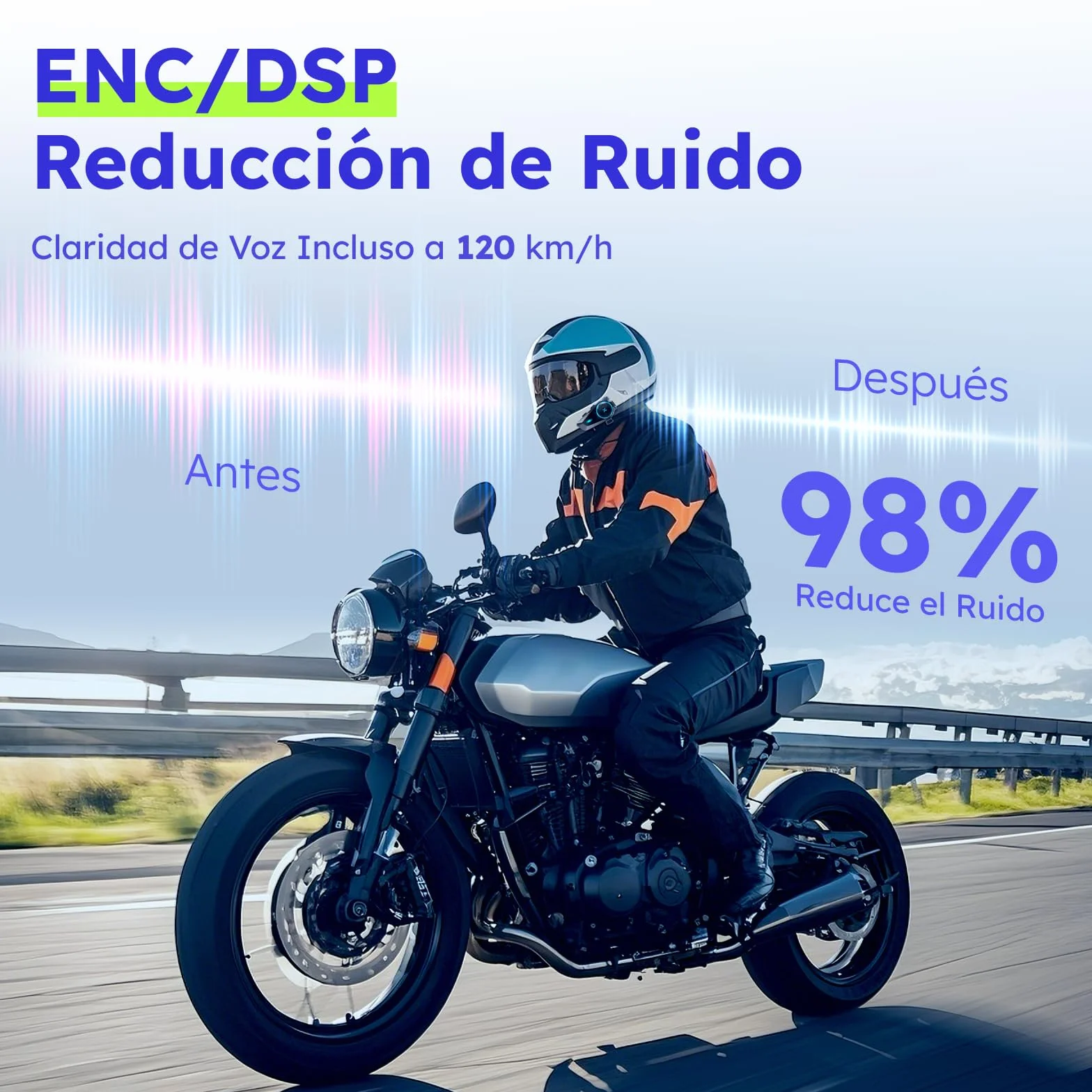 Intercomunicador Casco Moto Bluetooth 5.4, 4 Motociclistas, Cancelación de Ruido, IPX7, 2 Pack
