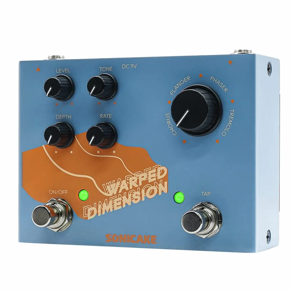 SONICAKE Pedal de efectos de guitarra de modulación 4 modos de Chorus, Flanger, Phaser y Tremolo Digital Warped Dimension