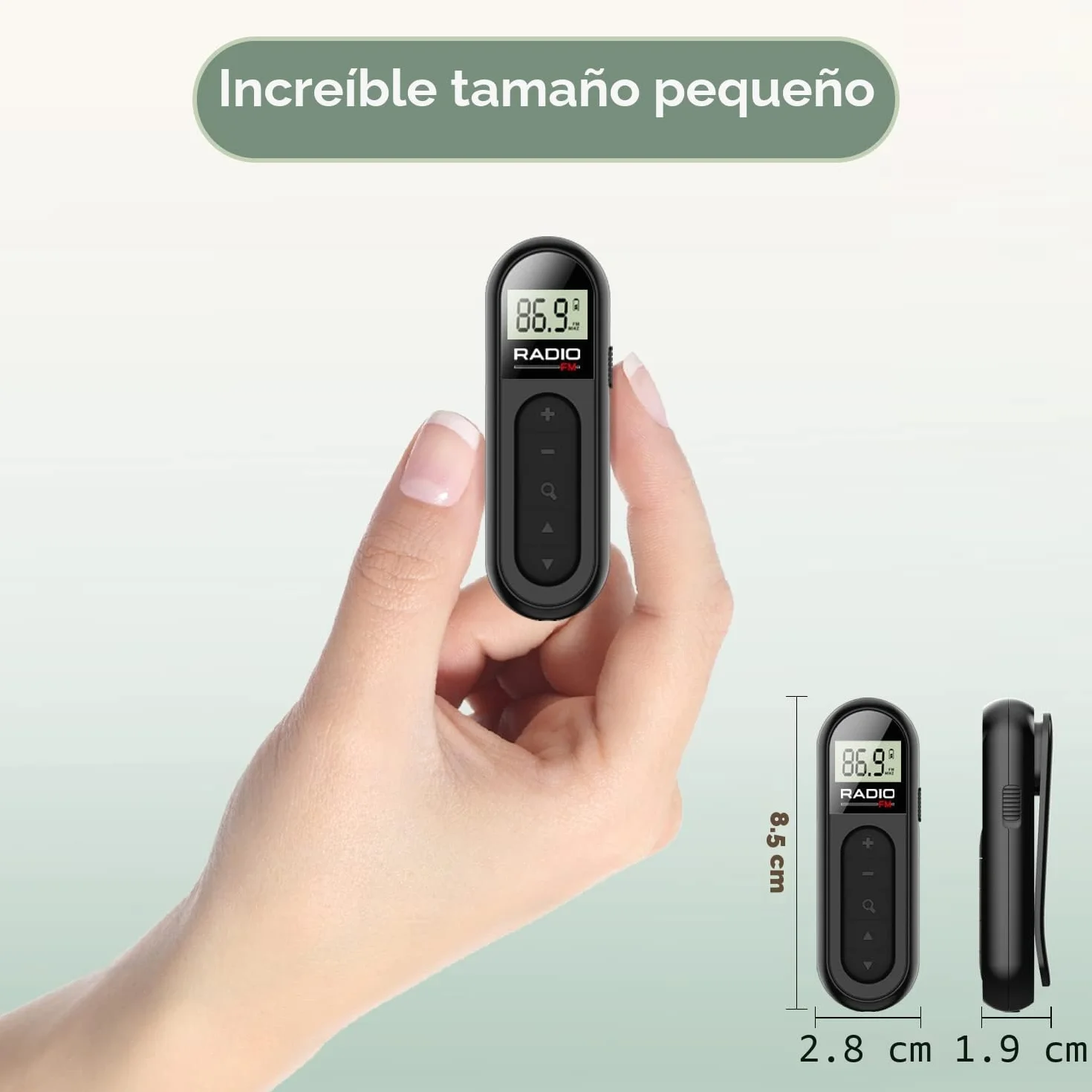 Radio FM Portátil, Radio Digital de Bolsillo a Transistor Recargable con Excelente Recepción, Clip para Cinturón, Auriculares para Footing y Caminata