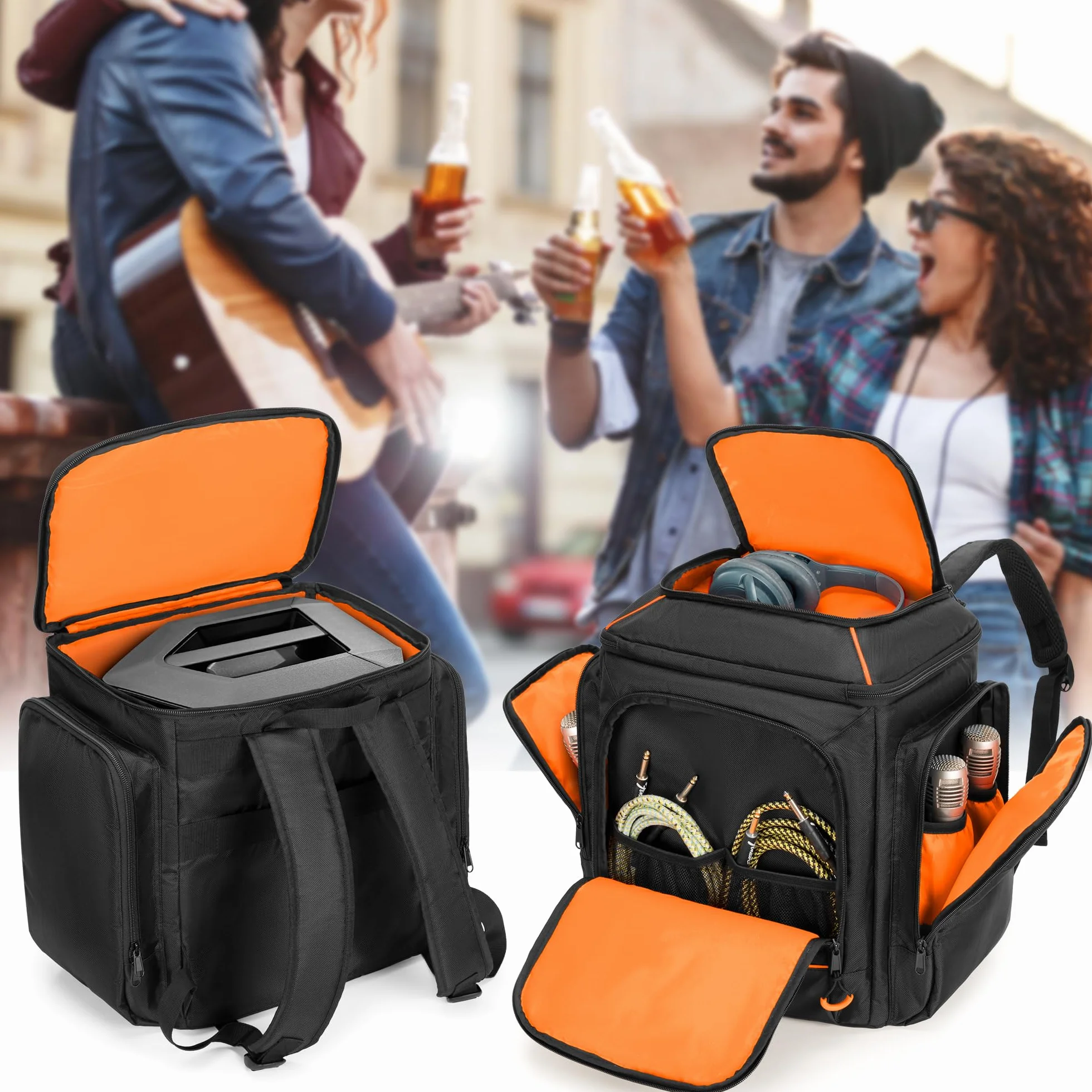 CURMIO Estuche de Transporte Compatible con Bose S1 Pro/S1 Pro+, Mochila para Altavoz Bluetooth Portátil, Bolso de Viaje para Sistema PA, Micrófono, Cargador, Cable, Negro