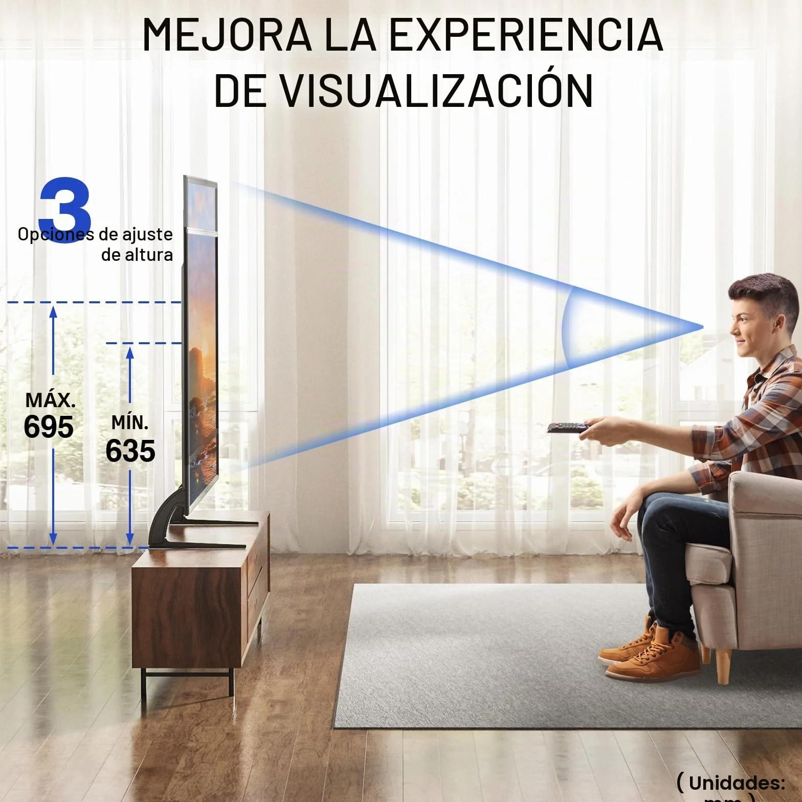 RFIVER Soporte Universal para TV de 20 a 65 Pulgadas - Patas/Pedestal de Sustitución para LCD, LED, OLED, Plasma (Pantallas Planas y Curvas) - Soporta 40 kg, VESA 800x500 mm