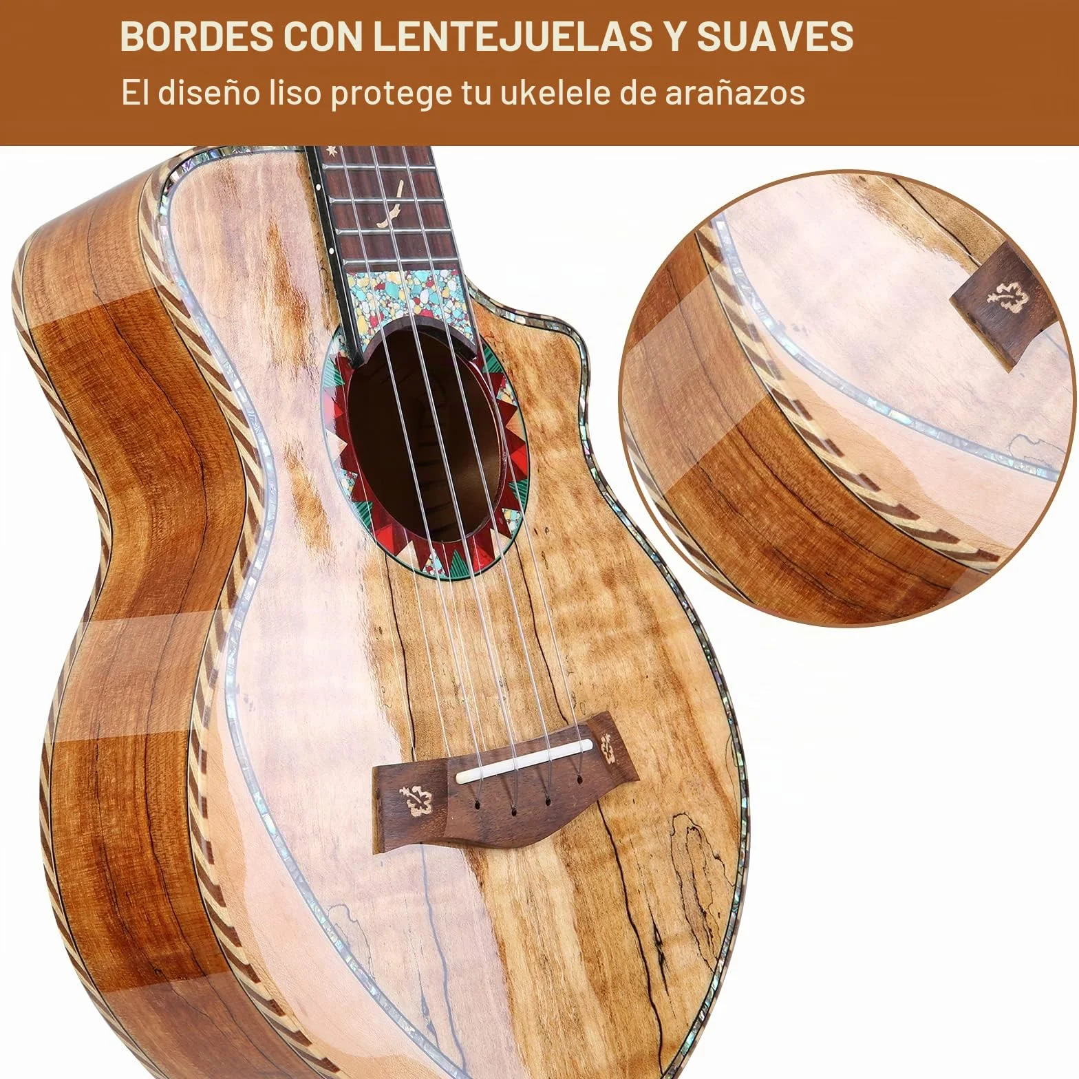 Ukelele de concierto de arce de alta calidad, ukelele profesional liso brillante ultra fino Hawái Ukele Concierto Instrumentos musicales de concierto de 23 pulgadas con estuche