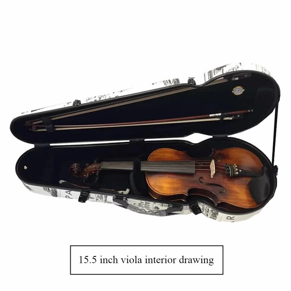 Estuche para Viola de 15-17 Pulgadas, de Fibra de Carbono, con Carcasa rígida, protección para el Almacenamiento, termómetro Integrado y Correas Dobles para el Hombro.(Silver)