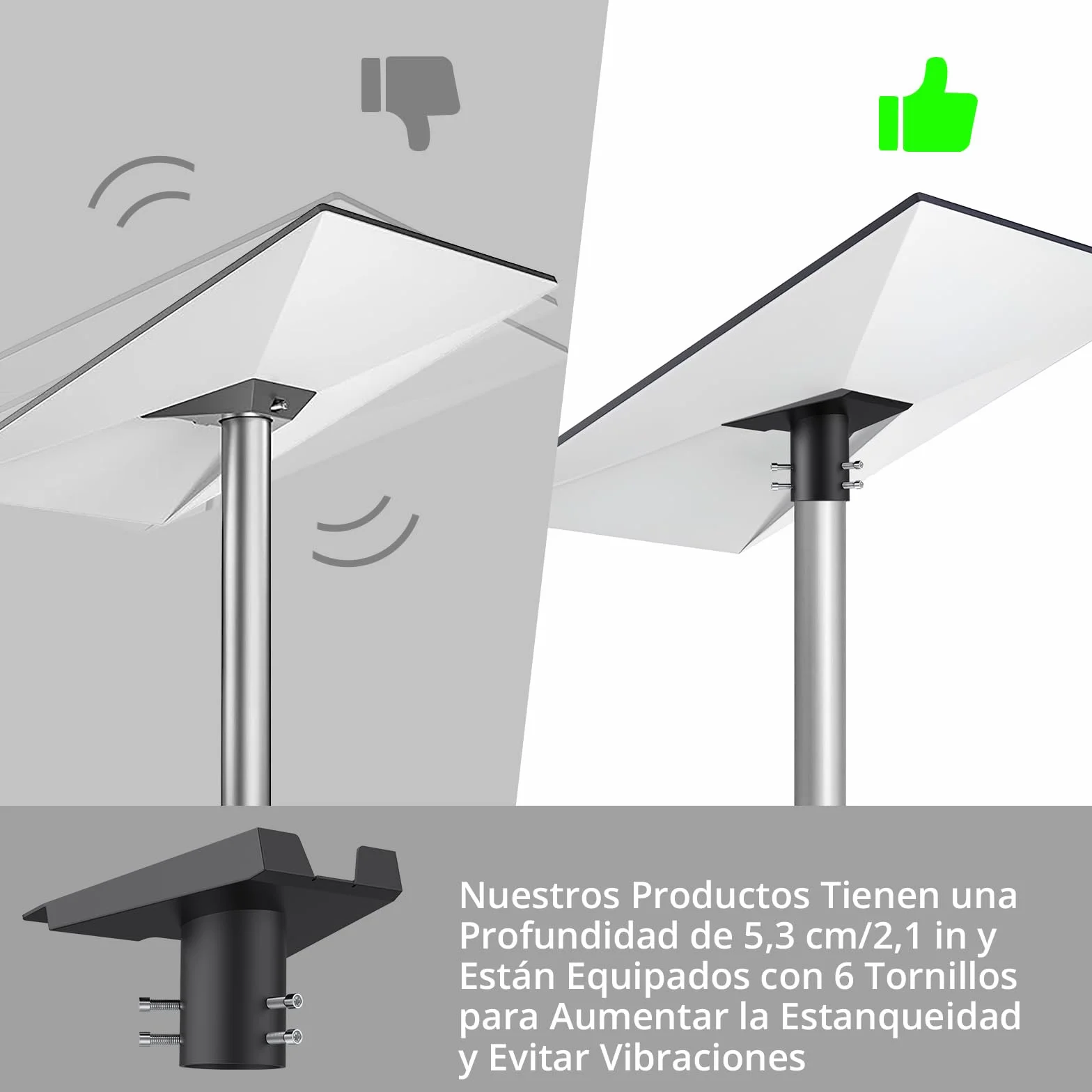Justech Adaptador para Tubo Starlink Gen 3 Soporte Ajustable 360° + 20° Inclinación Aleación de Aluminio Compatible con Diámetro 25-53mm | Instalación en Techo/Pared/Suelo, Diseño Sin Tuercas