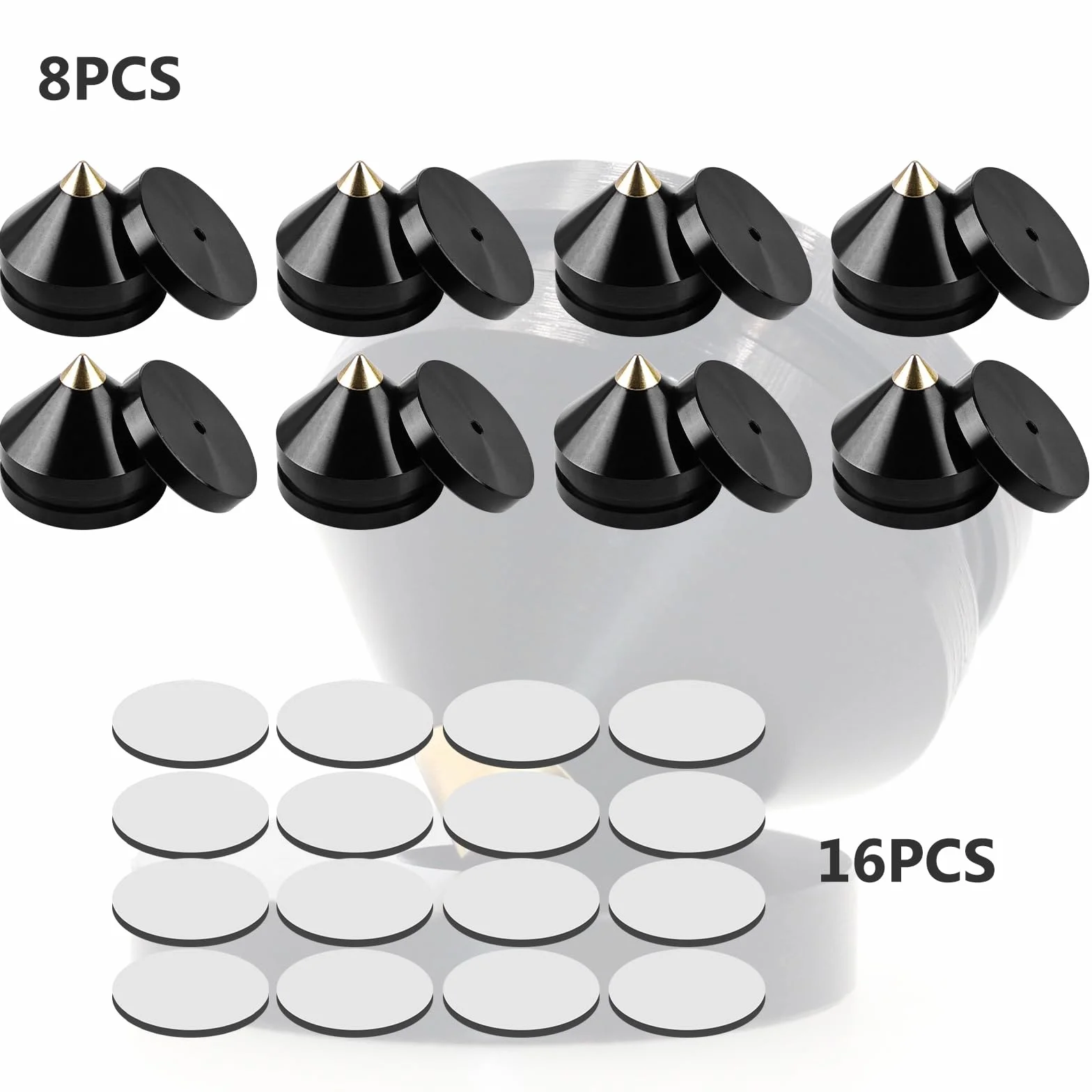 Clavijas de subwoofer de aleación de cobre, 16 tacos antideslizantes, 8 bases para altavoces HiFi