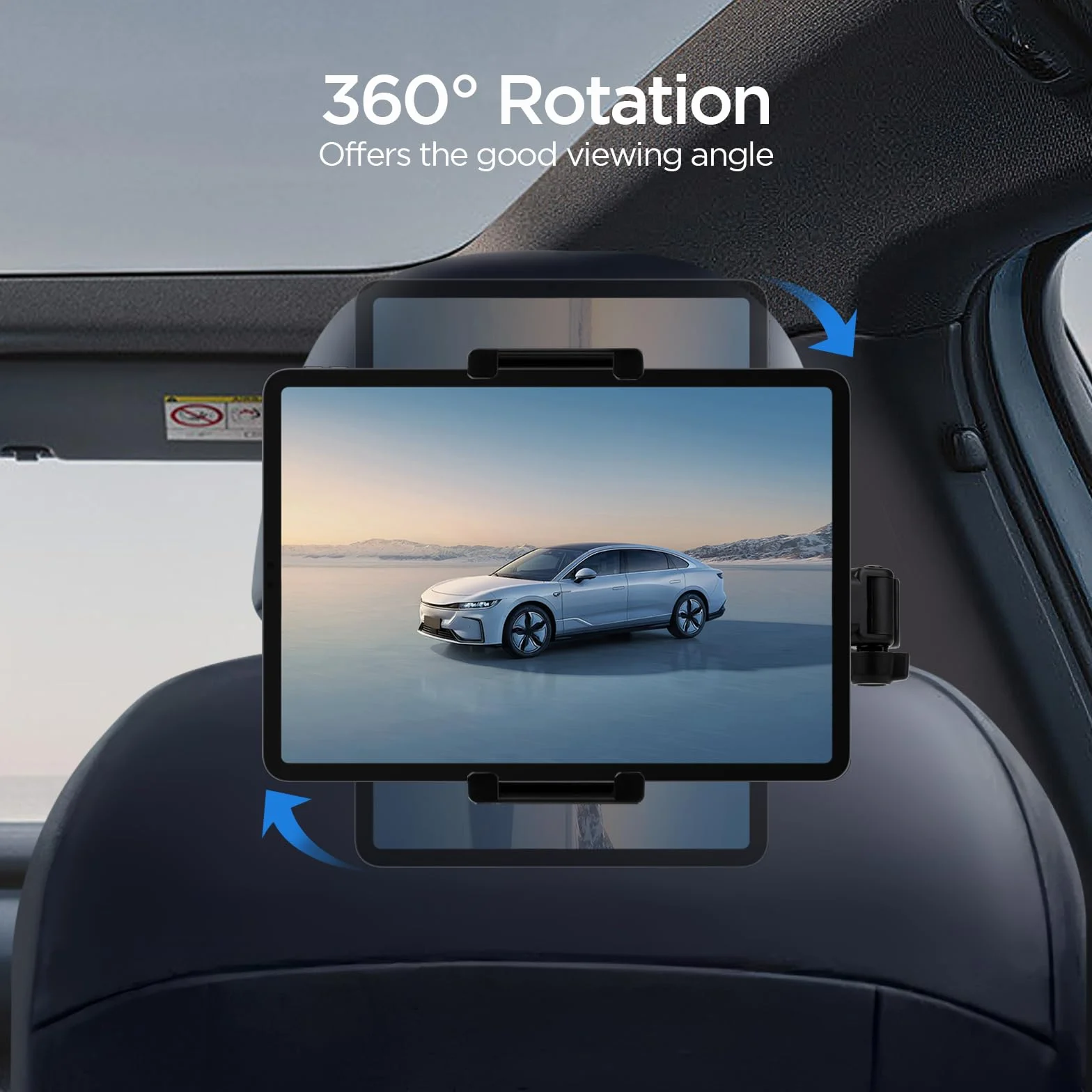 Romon Soporte Tablet Coche, Soportes Coches Reposacabezas Support Extensible Automóvil 360° Rotación para Tablets Niños Asiento Trasero Esenciales para Tablet Móvil Otros Dispositivos de 4.7-13"