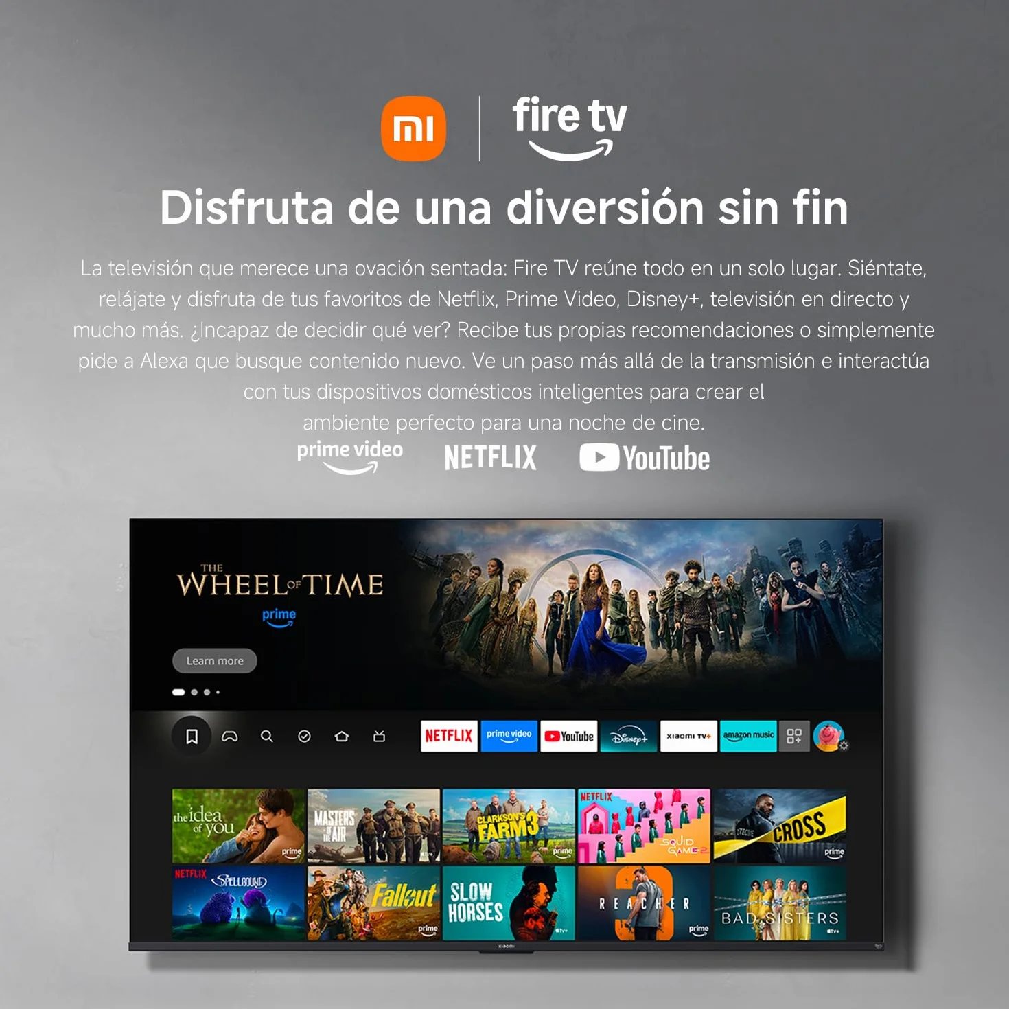 Xiaomi TV F 50 50 Pulgadas 127 cm 4K UHD Smart TV Fire OS8 Control por Voz Alexa HDR10 MEMC Modo Game Boost 120Hz 2GB+32GB Compatible con Apple AirPlay