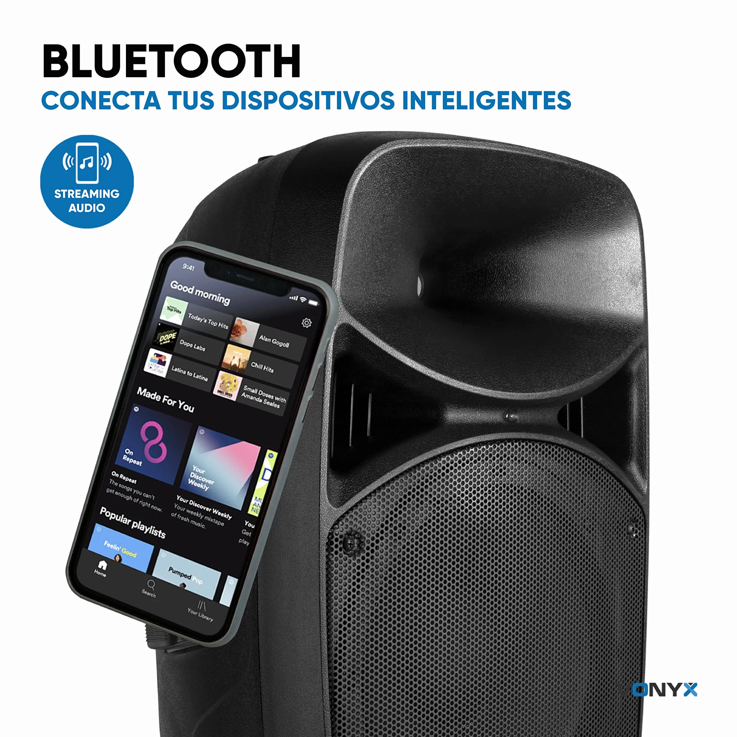 Vonyx VPS152A + WM552 – Altavoz portatil bluetooth potente 1000W con 2 altavoces 15", USB, trípodes y 2 microfonos inalambricos, equipo de sonido profesional para eventos DJ y karaoke, color negro