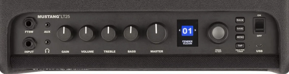 Fender Mustang LT 25, Amplificador Combo para Guitarra Eléctrica, Negro