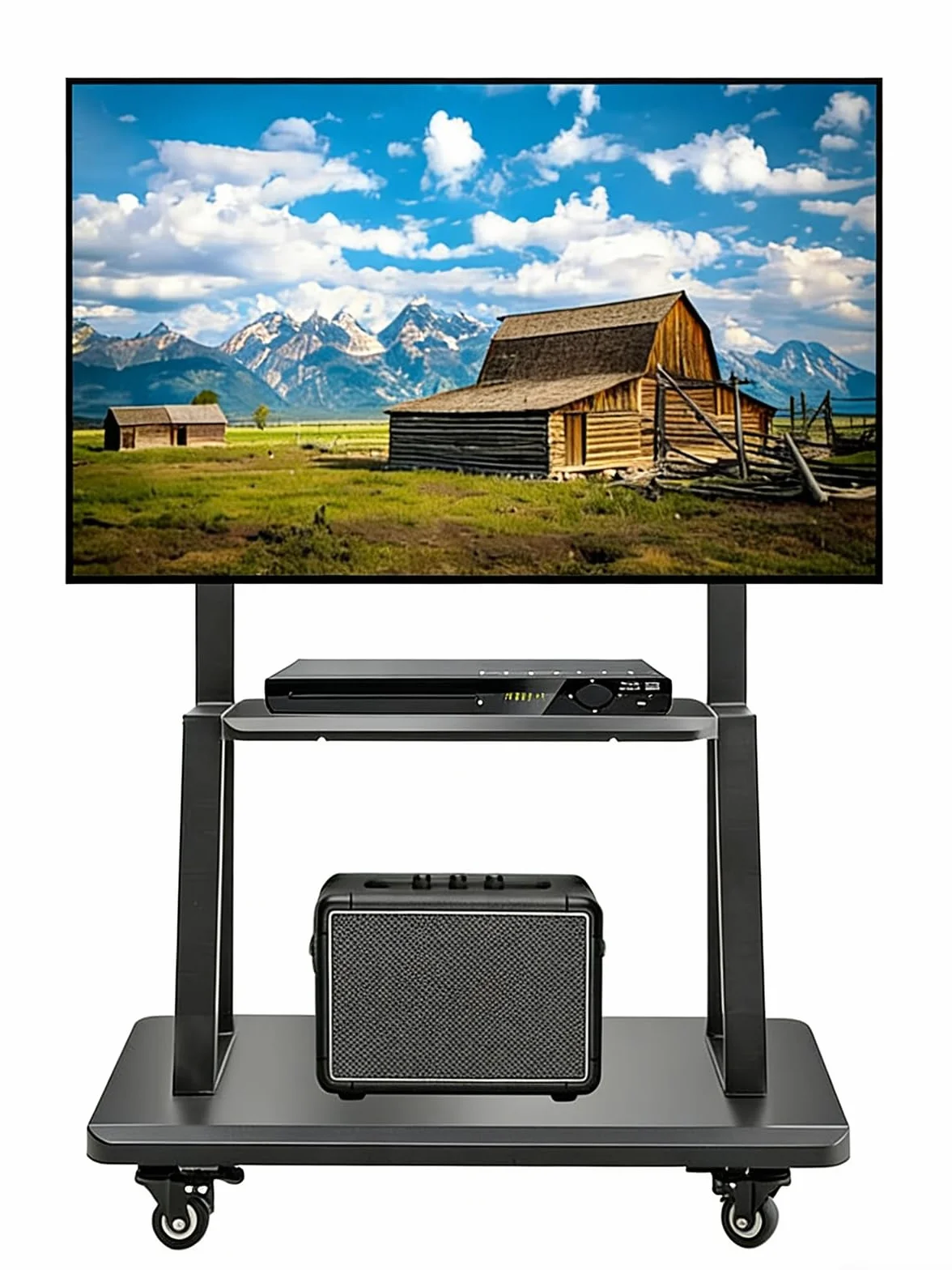 Hellsehen - Soporte para TV móvil, carrito de TV con ruedas regulable en altura, soporte de suelo resistente para pantallas planas LCD LED OLED de 32 a 190,5 cm, pizarra inteligente móvil, capacidad