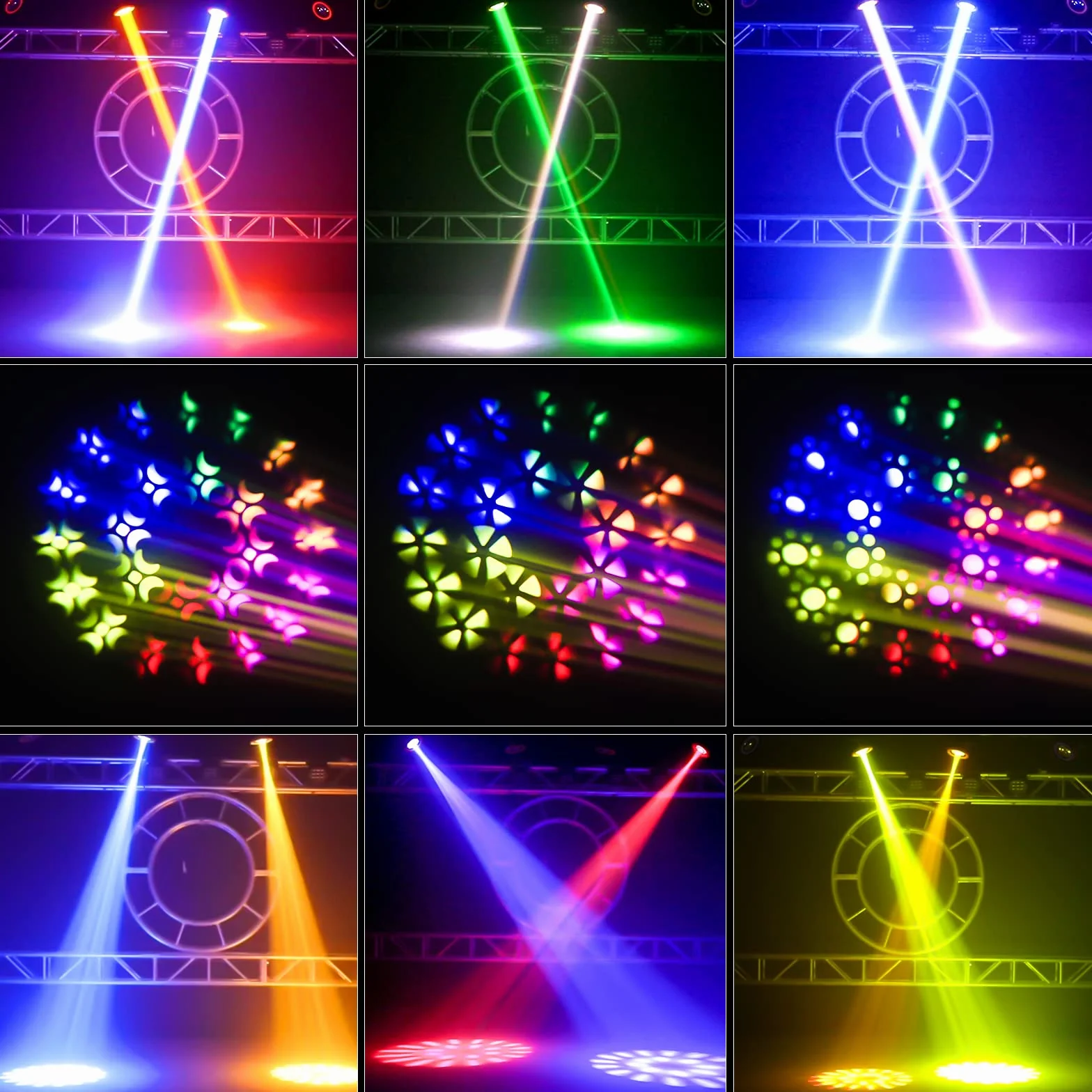 2PCS Cabeza Movil LED con Flight case 7R 230W Beam Moving Head RGBW 17 Gobos 14 Colores Iluminacion para Escenarios Bar Fiesta Club Discoteca