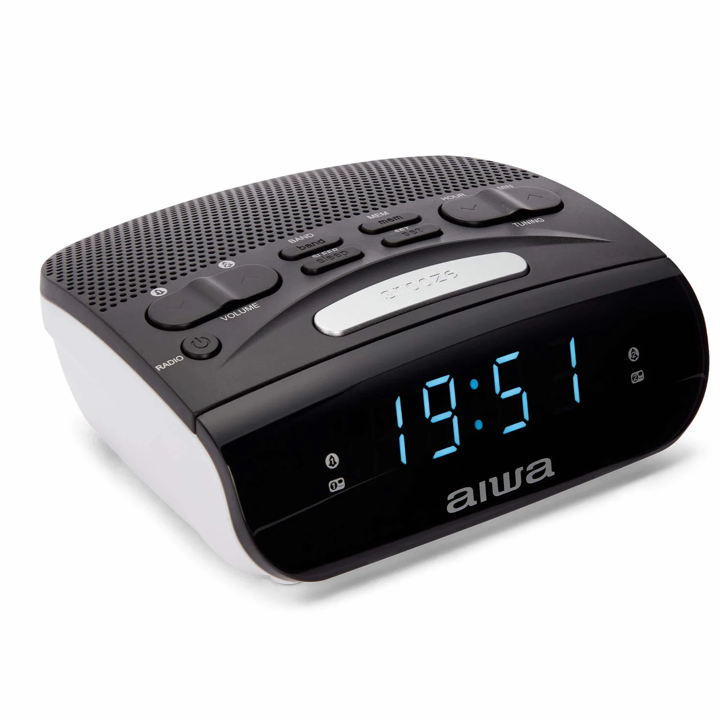 Aiwa CR-15: Radio Reloj Despertador, Pequeño, con función Snooze & Sleep, Despertador por Radio o Alarma