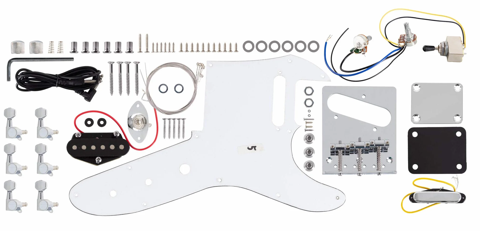 Kit de Guitarra Eléctrica Rocktile Hollowbody Estilo TL - Kit DIY para montar tú mismo con cuerpo semi-hueco, mástil de arce, diapasón de arce, 2 pastillas Single-Coil, incluye hardware - Natural