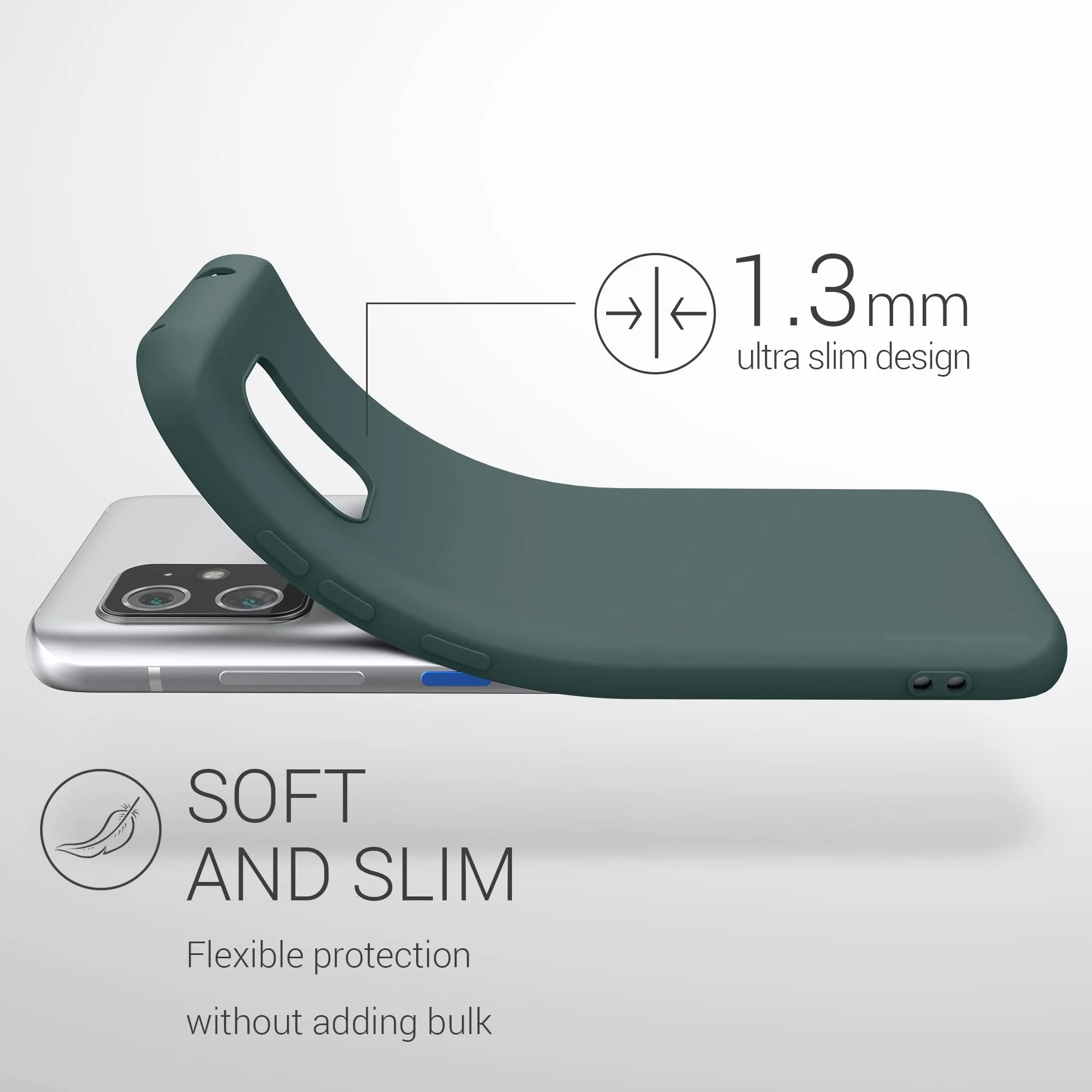 kwmobile Funda ASUS Zenfone 8 Carcasa TPU Silicona Bordes elevados anticaídas Verde Bosque