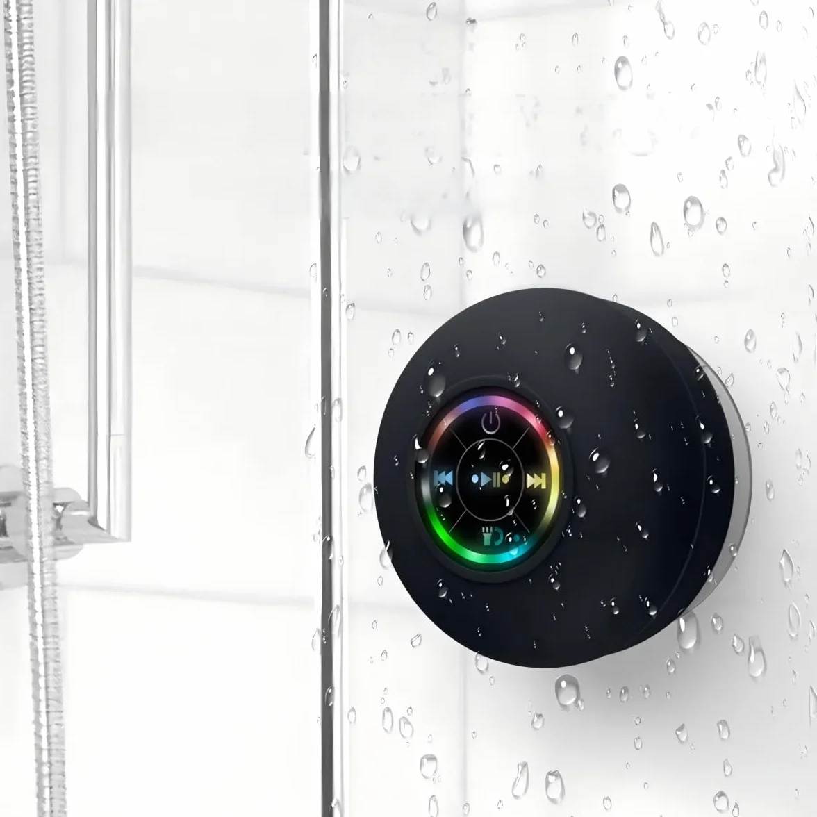 Altavoz Bluetooth Inalámbrico con Ventosa Impermeable Portátil Mini Speaker Luz LED Bass Estéreo
