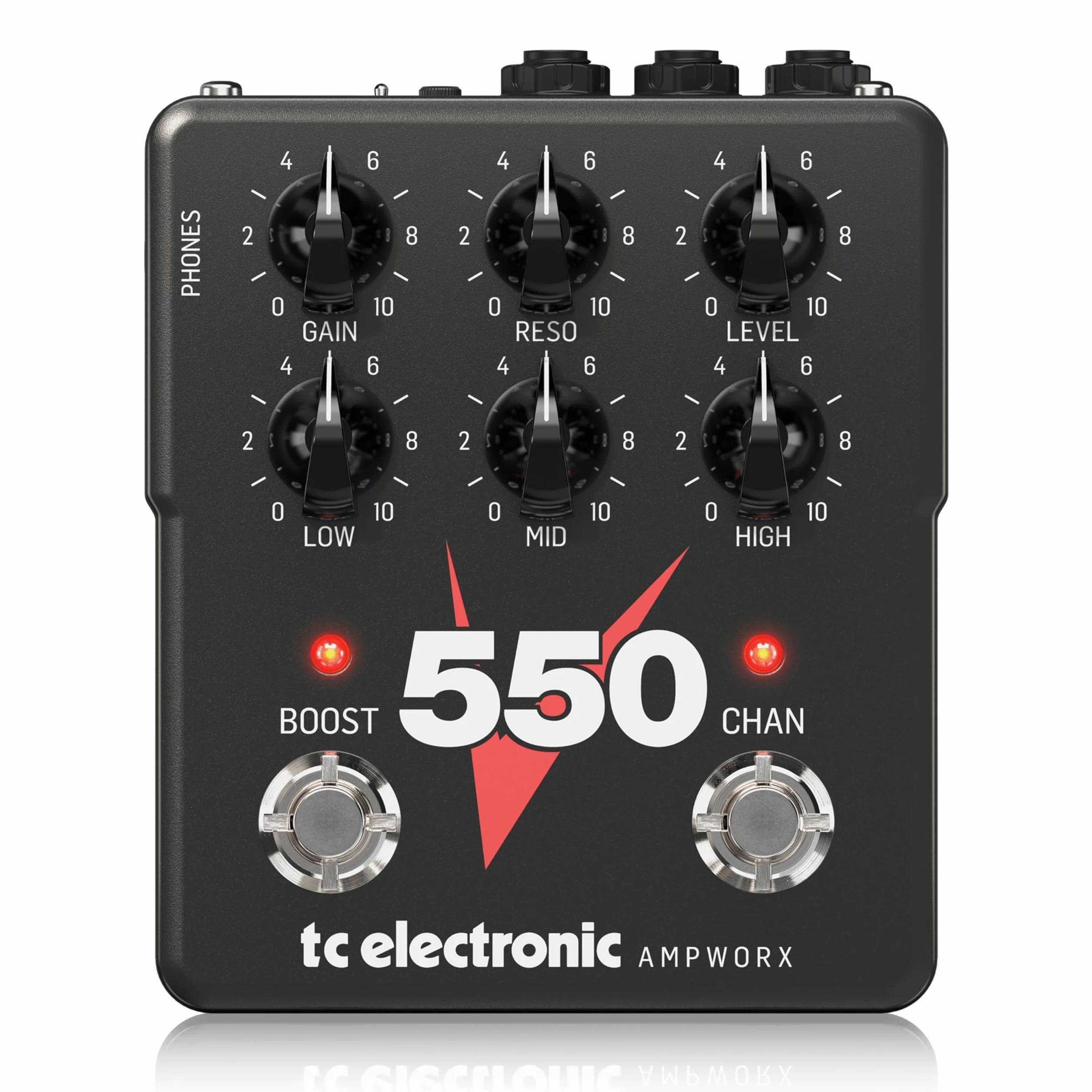 TC Electronic V550 PREAMP Pedal para guitarra | Previo de guitarra de dos canales con controles de canal independientes, refuerzo pre/post y salidas dedicadas para DI y auriculares.