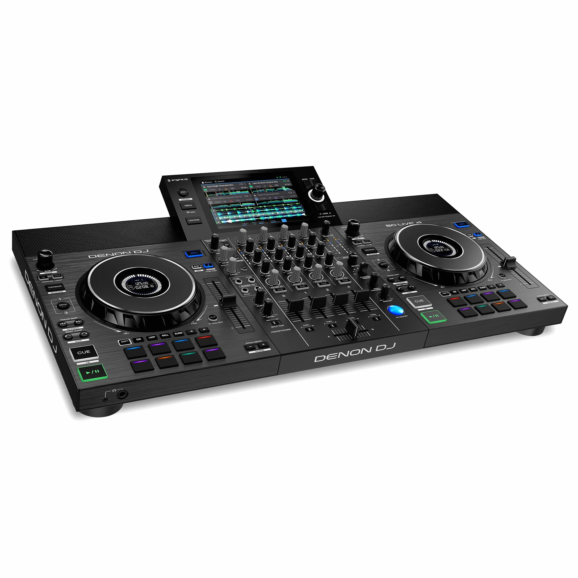 Denon DJ SC LIVE 4 Controlador DJ con separación de stems en 4 decks, streaming por wifi, altavoces integrados, compatible con Serato DJ y Virtual DJ