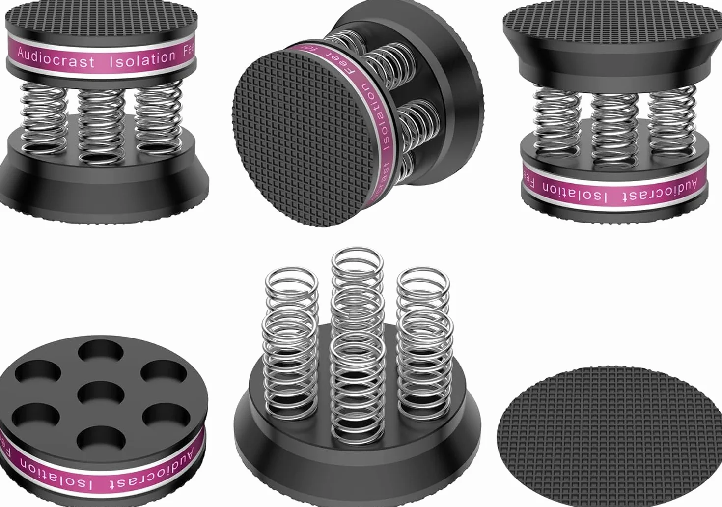 Tertullus Juego de 4 patas de altavoz de gama alta, amortiguador de vibraciones, patas de aluminio, absorción de audio, soporte para altavoces con alfombrilla antideslizante, amortiguador de