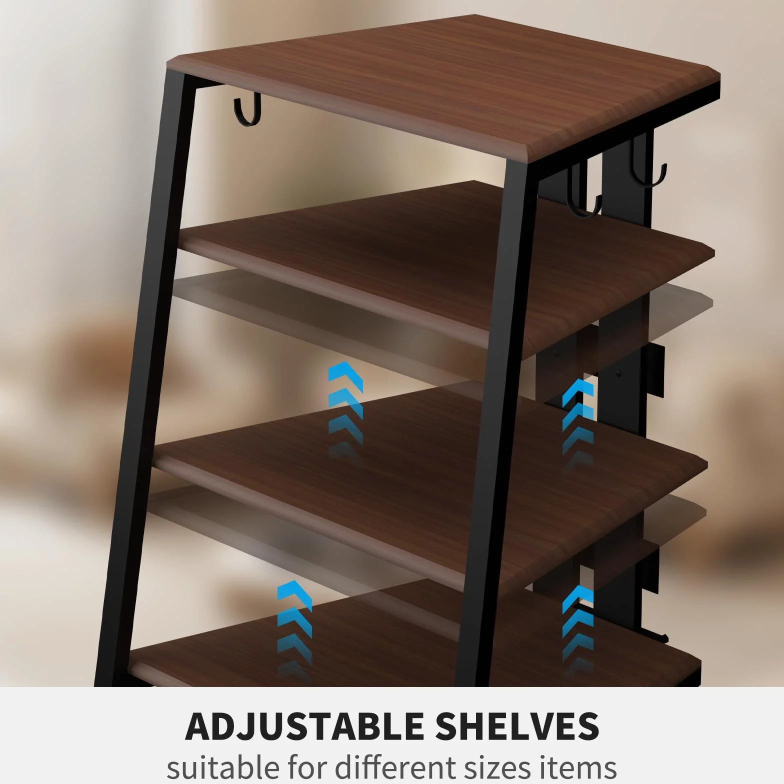AIMEZO Mueble HiFi Estanteria HiFi para Equipo de Música con Soporte para Micrófono, Soporte Tocadiscos de Vinilo, Estantería HiFi para Sistemas de Audio, Marrón