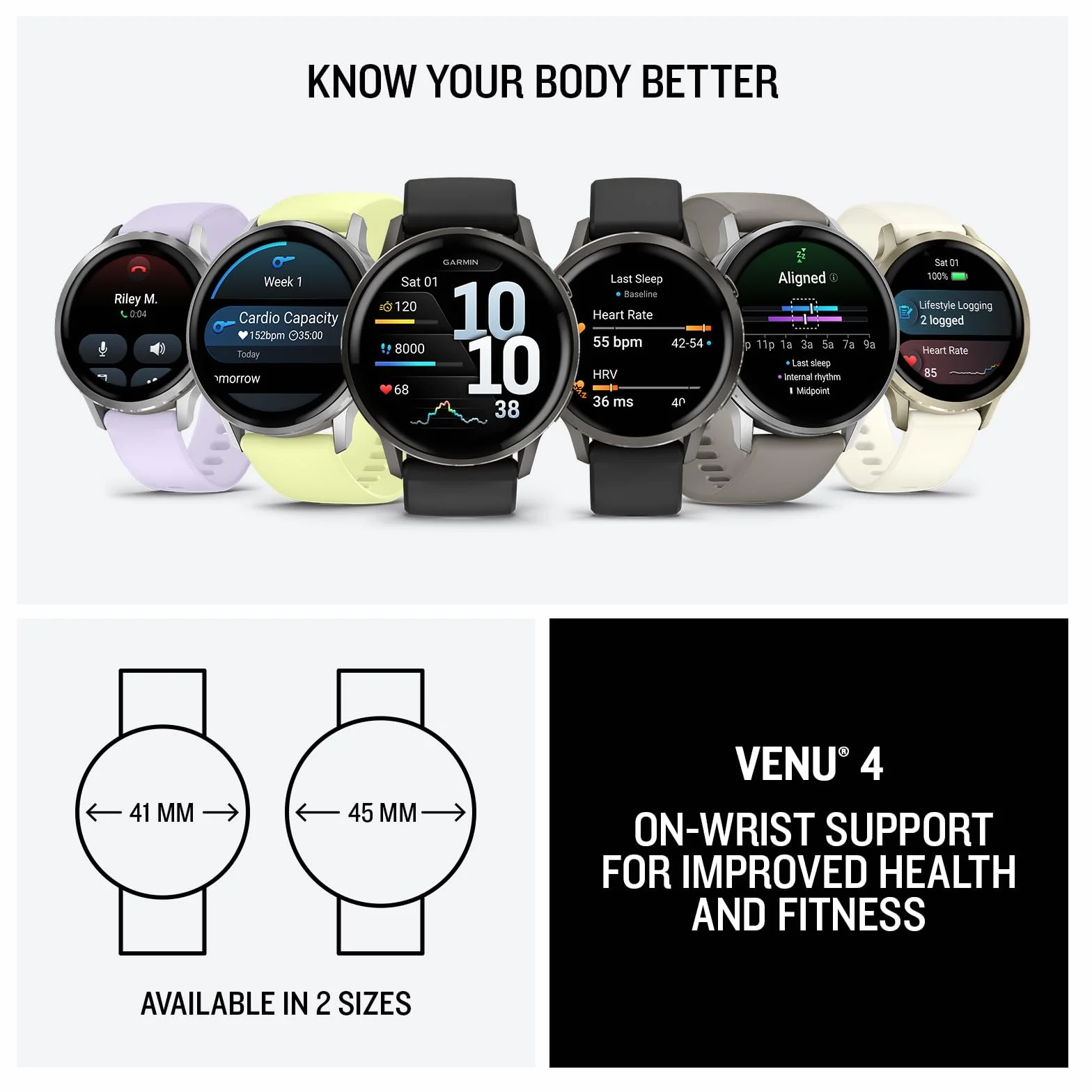 Garmin Venu 4 45 mm Smartwatch Premium con GPS Pantalla táctil AMOLED Acero Inoxidable Negro