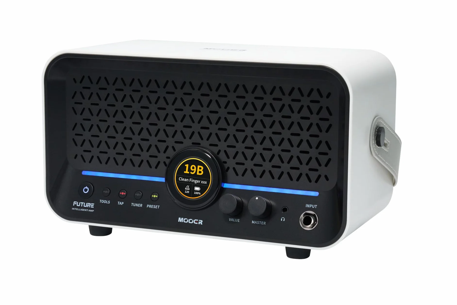 Mooer F15i Li - Combo de Guitarra Multi-Efectos y Modelado, 15 Vatios, con Batería - Blanco Nieve