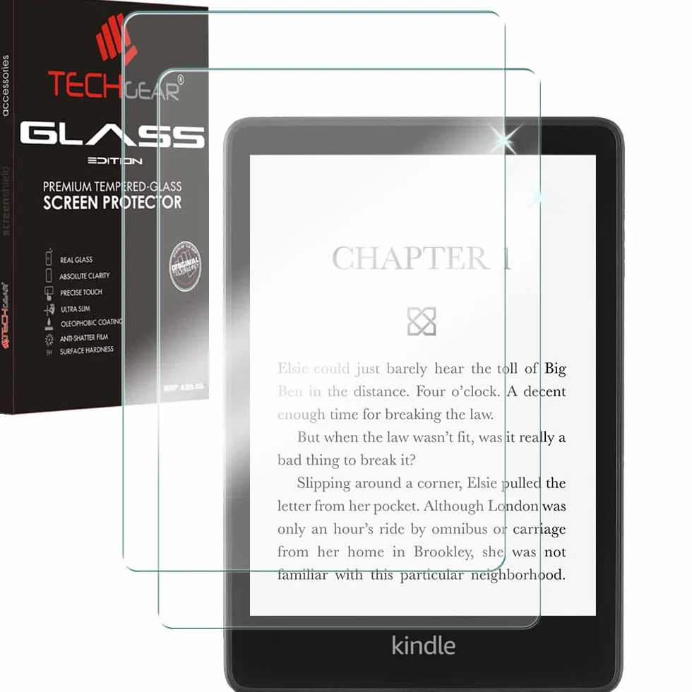 TECHGEAR 2 Piezas Protector Pantalla Vidrio Templado para Amazon Kindle Paperwhite 5 / Signature / Kids 6.8" 2021